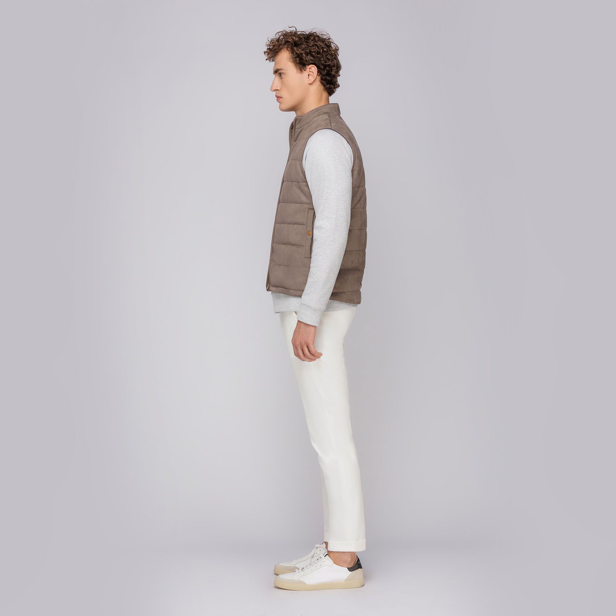 Men's Gray Eco Suede Padded Vest