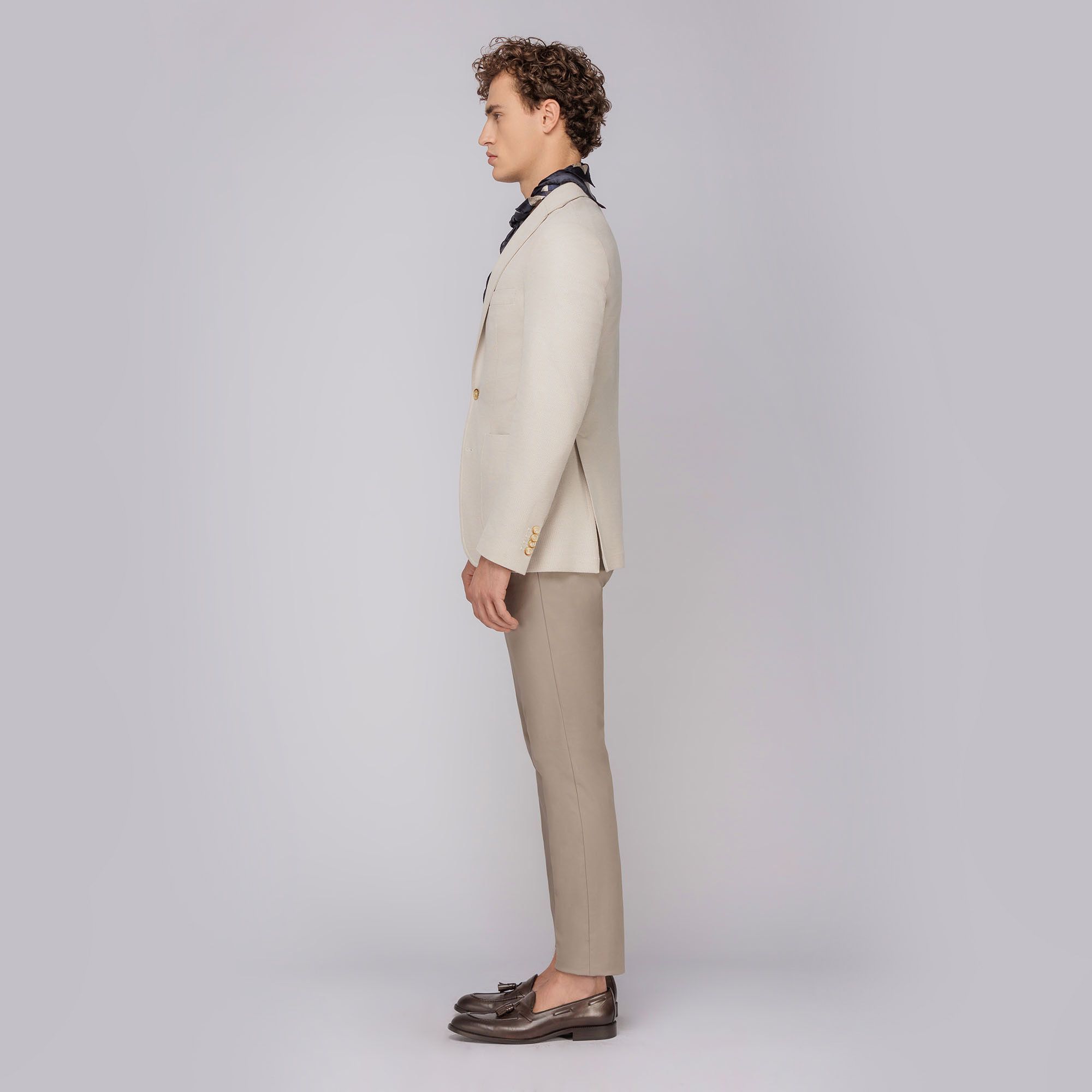 Men's Beige Jersey Blazer