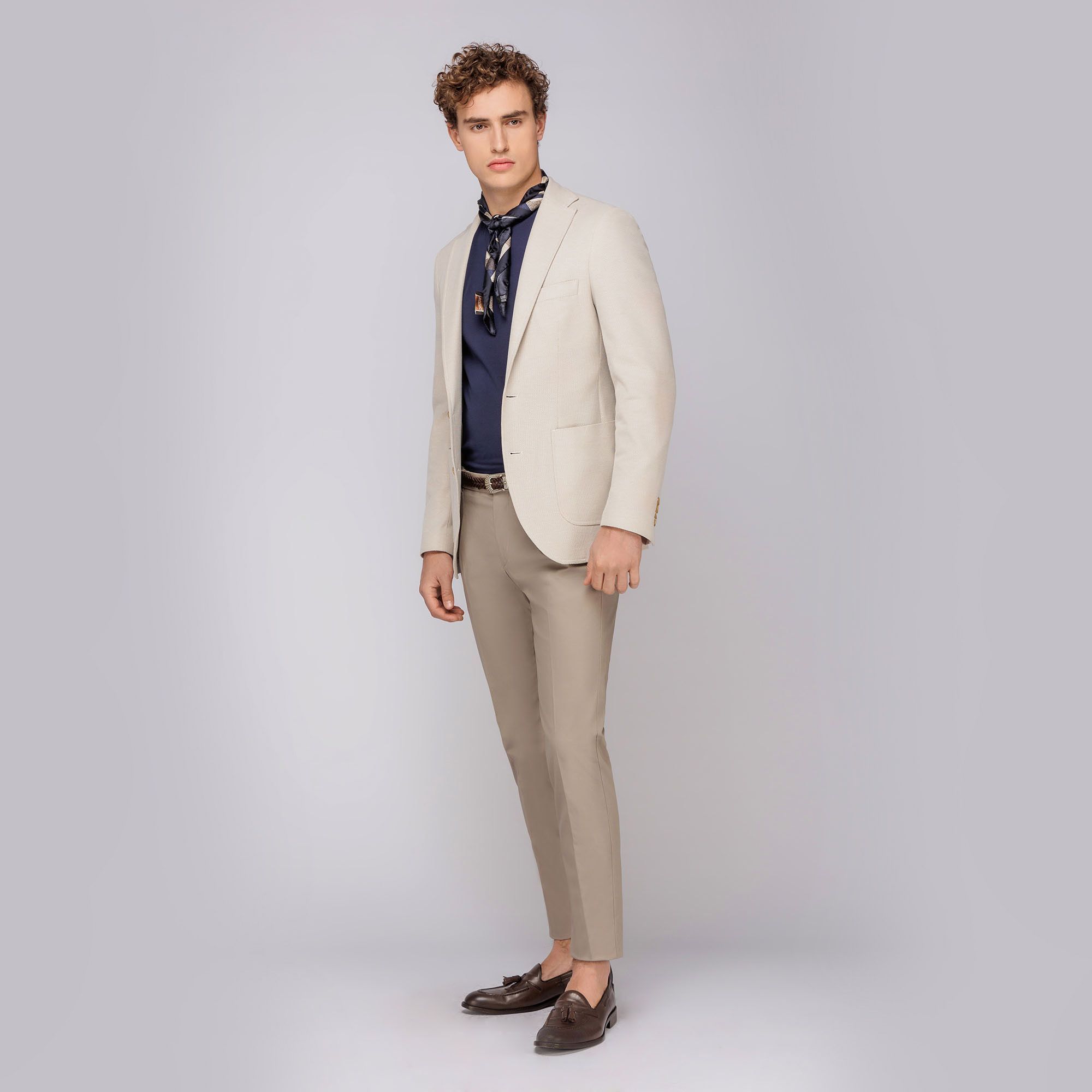 Men's Beige Jersey Blazer