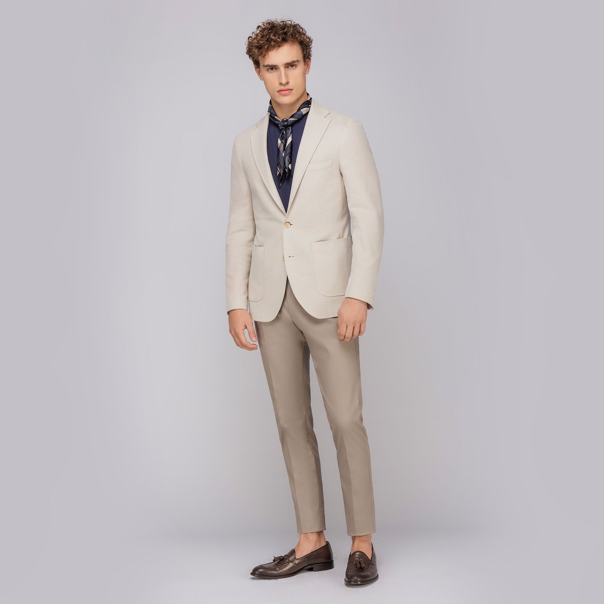 Men's Beige Jersey Blazer