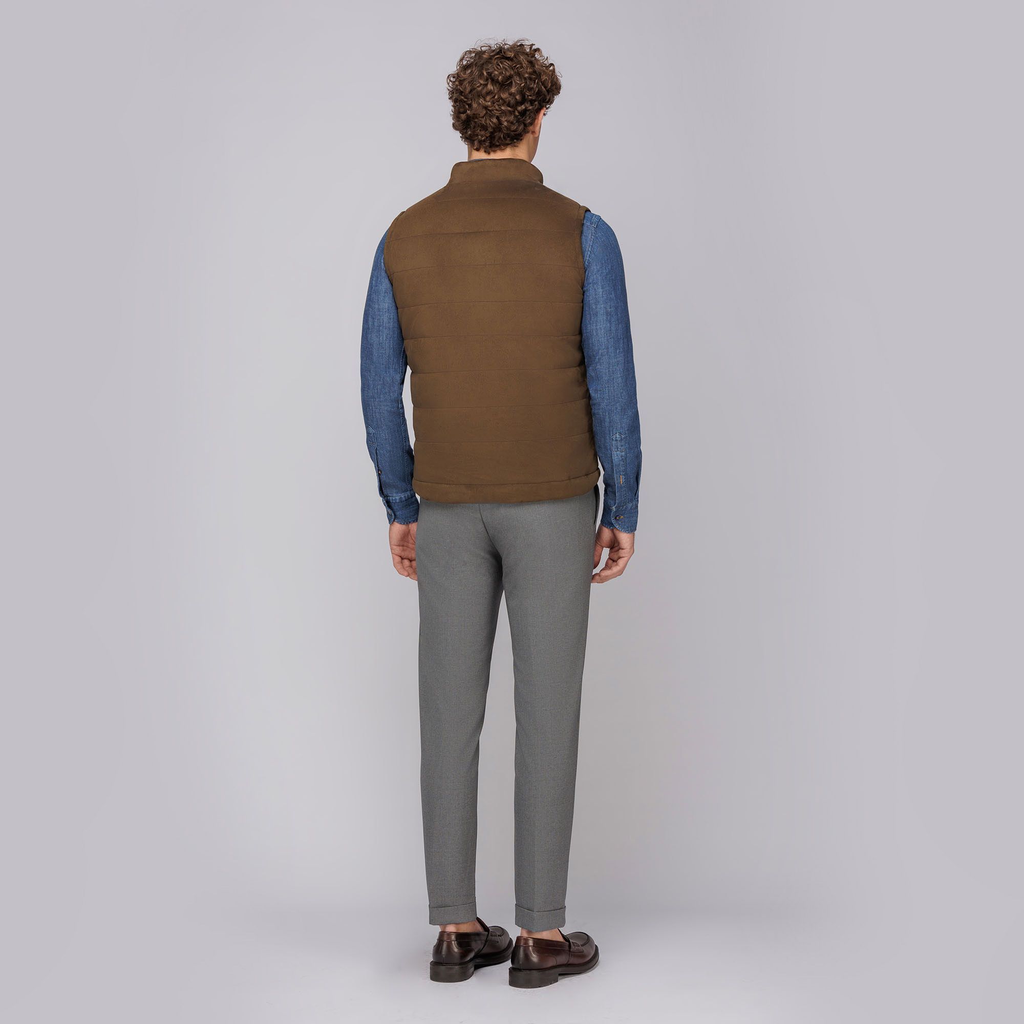 Men's Olive Green Eco Suede Padded Vest