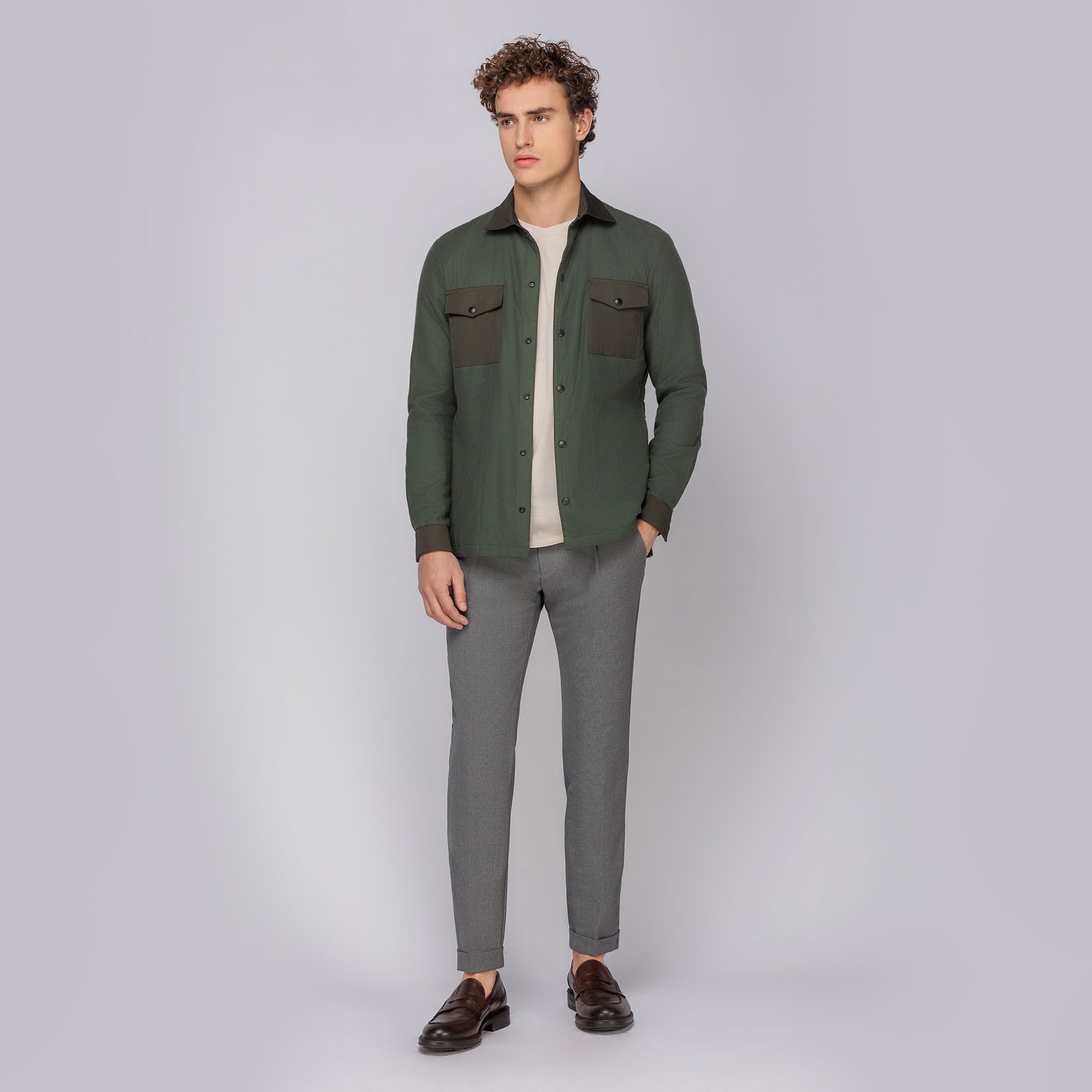 Men's Olive Overshirt Jacket