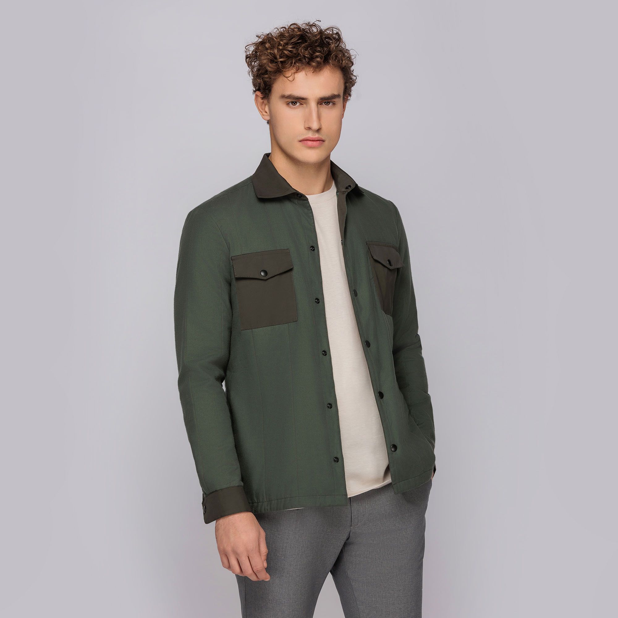 Men's Olive Overshirt Jacket