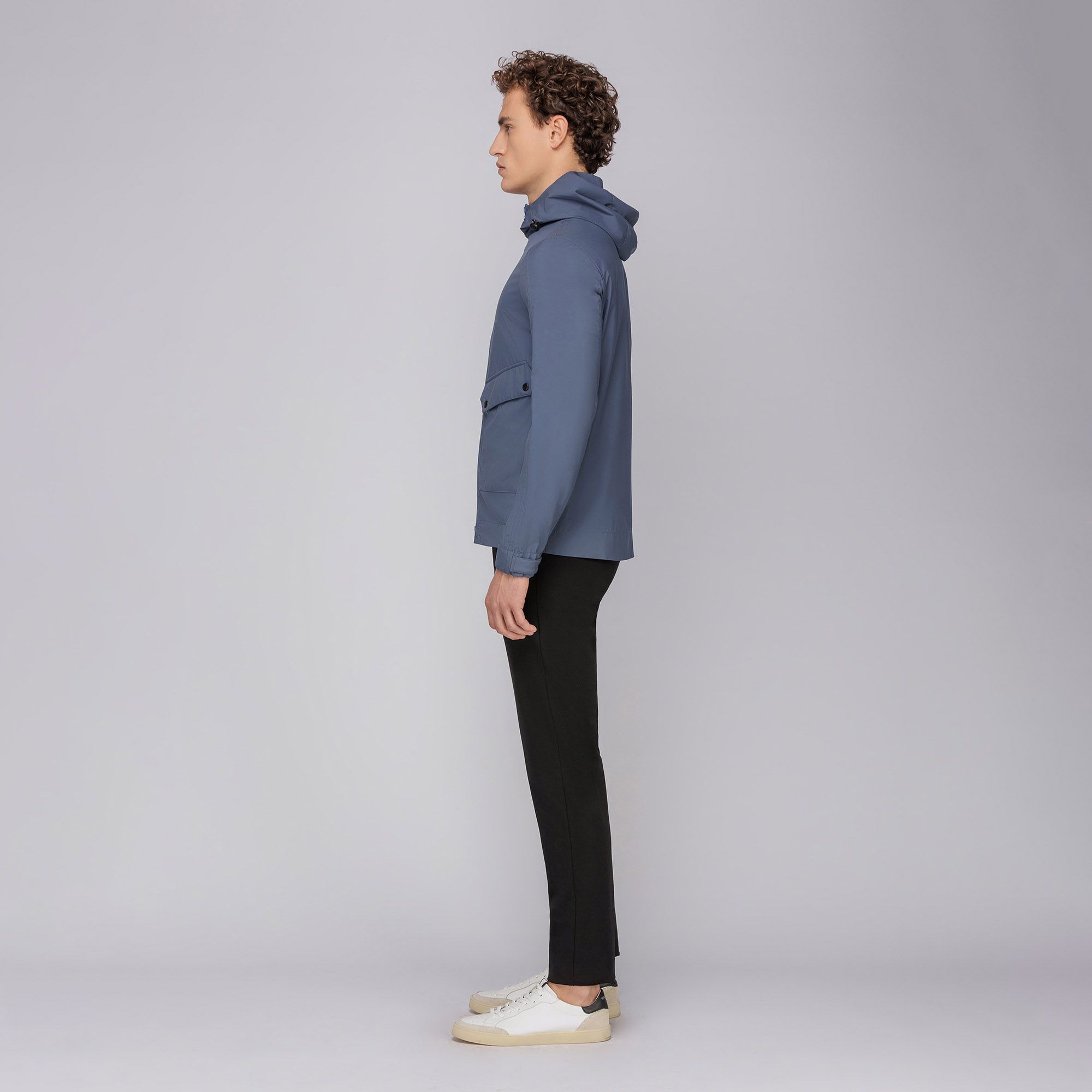 Mens light blue windbreaker jacket discount