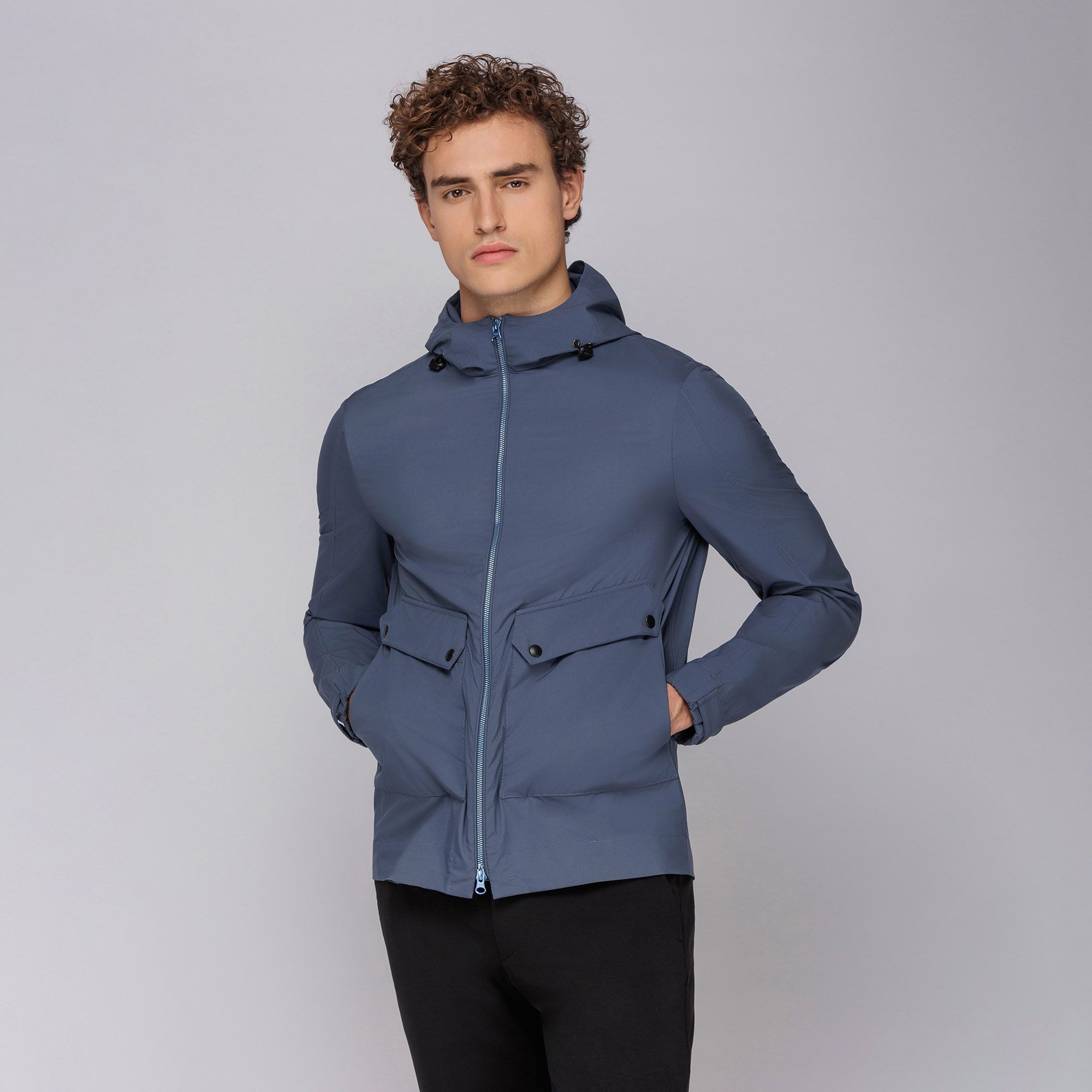 Mens light blue windbreaker jacket discount