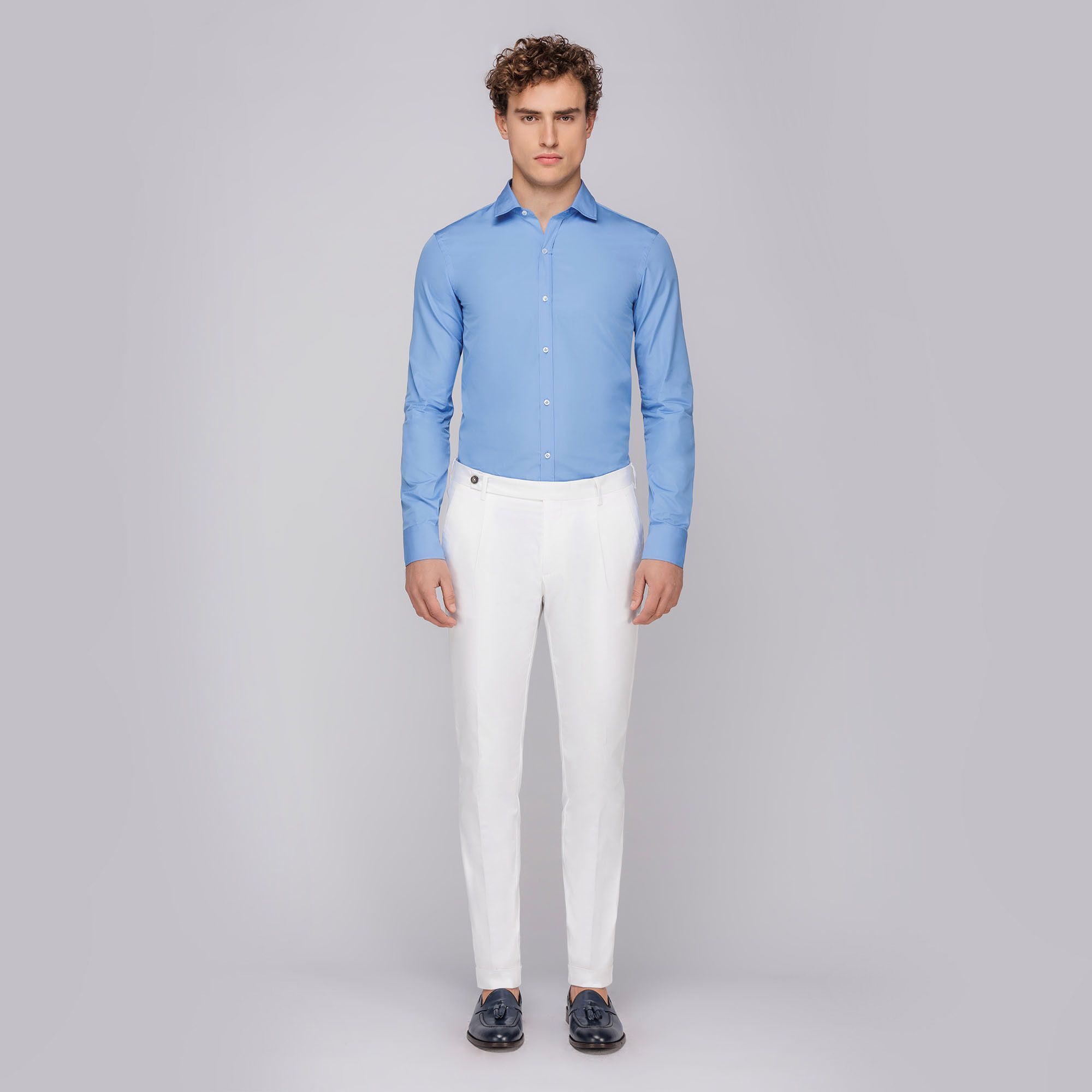 Men's Royal Blue Cotton Shirt