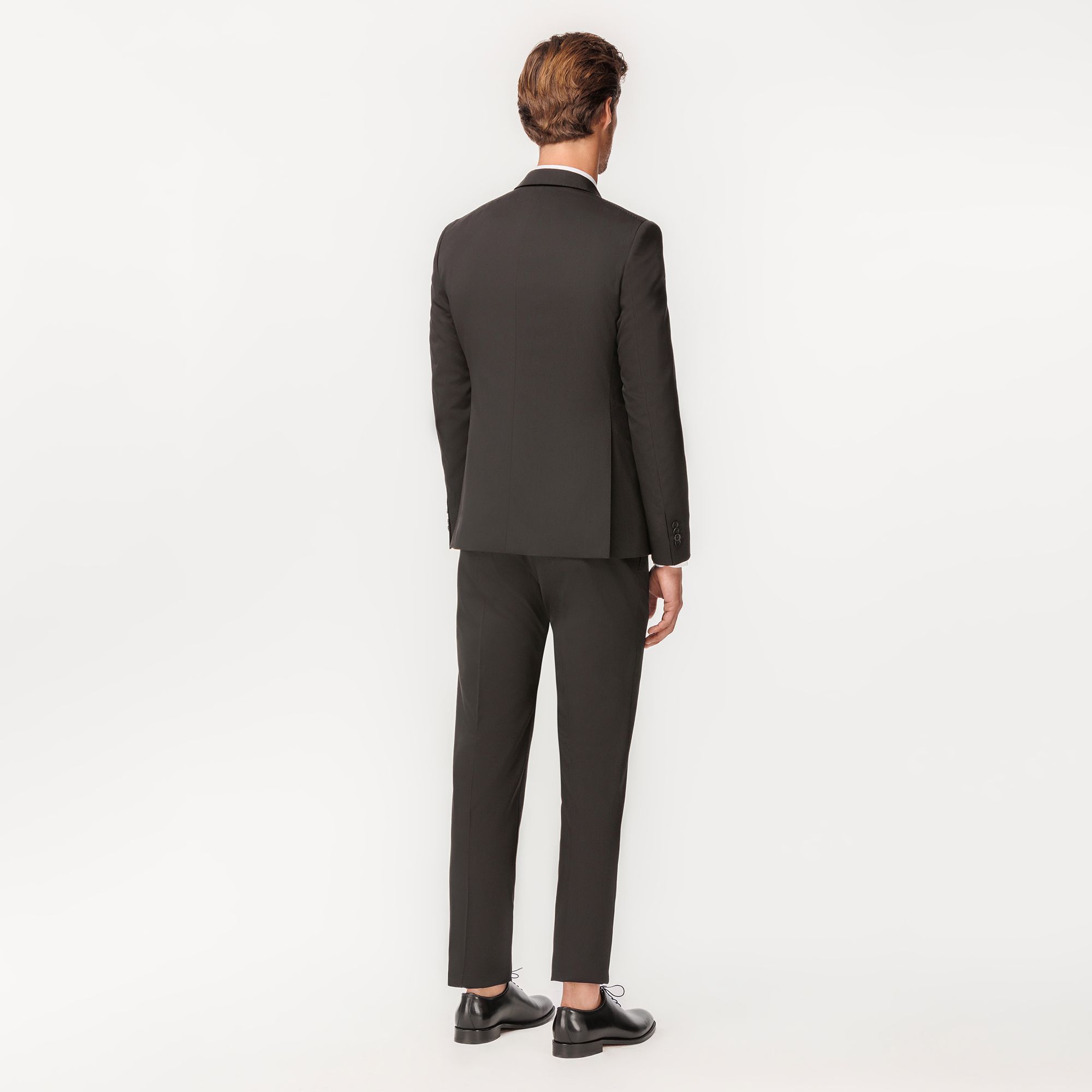 Crepe Wool Three Pieces Suit Black
