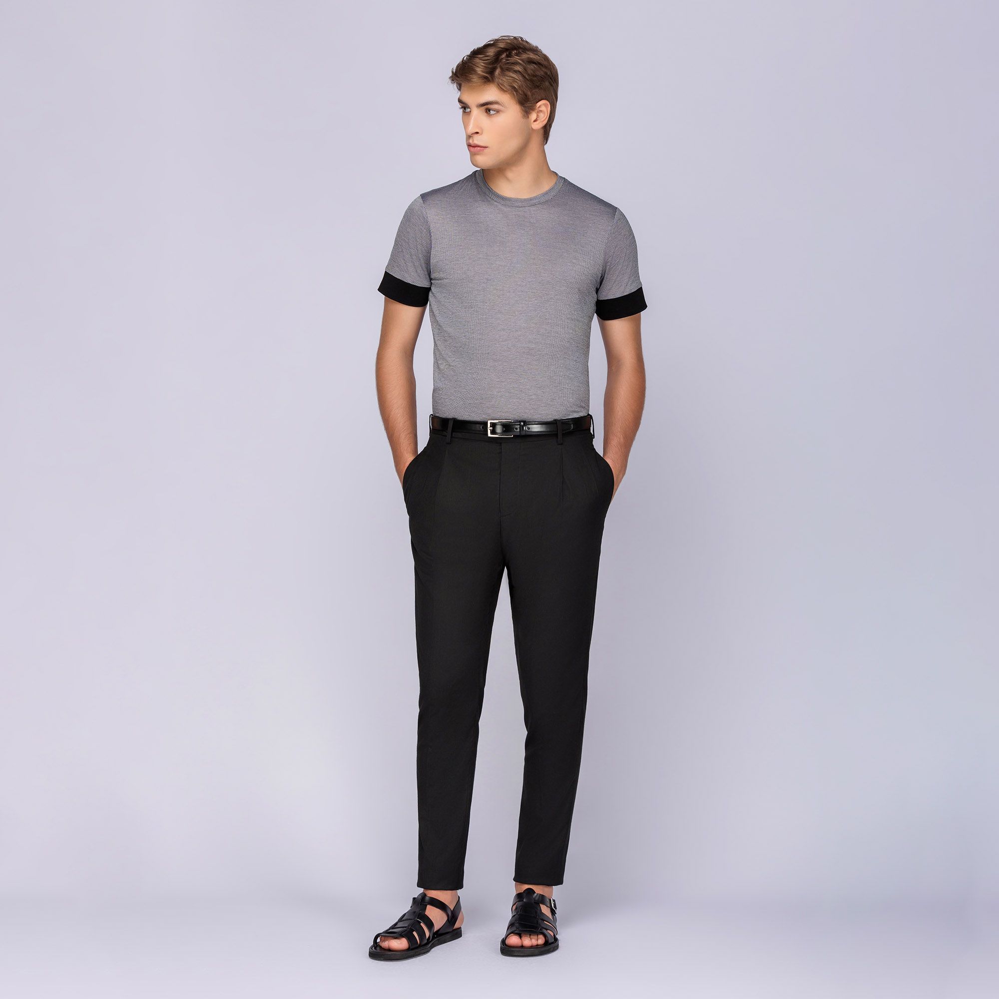 MEN'S GRAY T-SHIRT IN Black CONTRAST