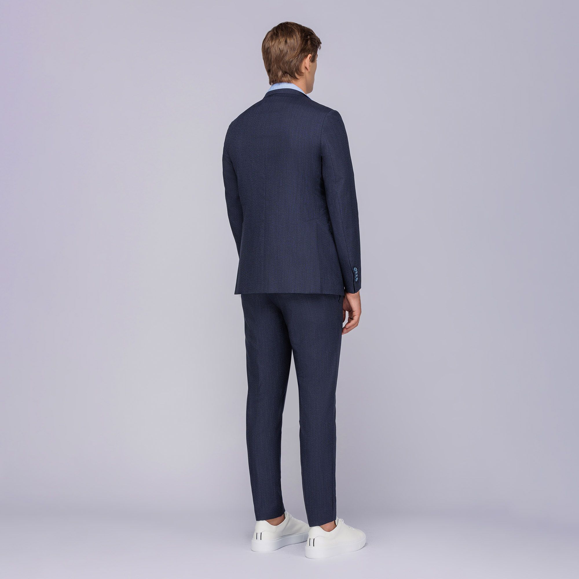 Men's Pinstripe Blue Wool Suit