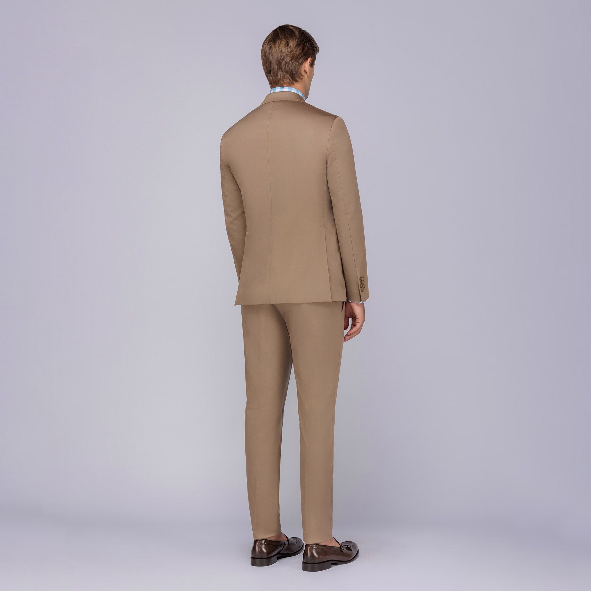 Men's Beige Suit Herringbone