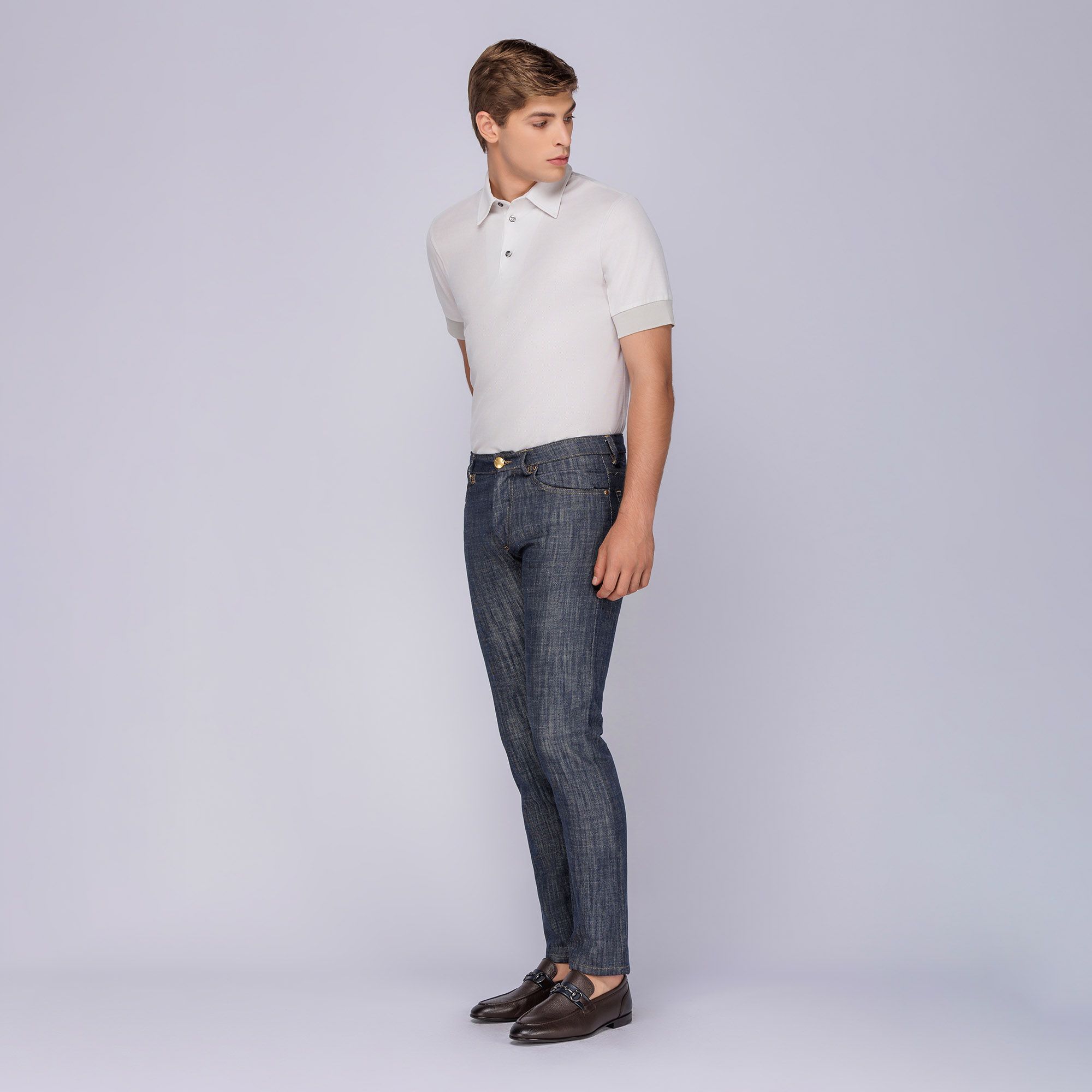 Men's off-white polo shirt