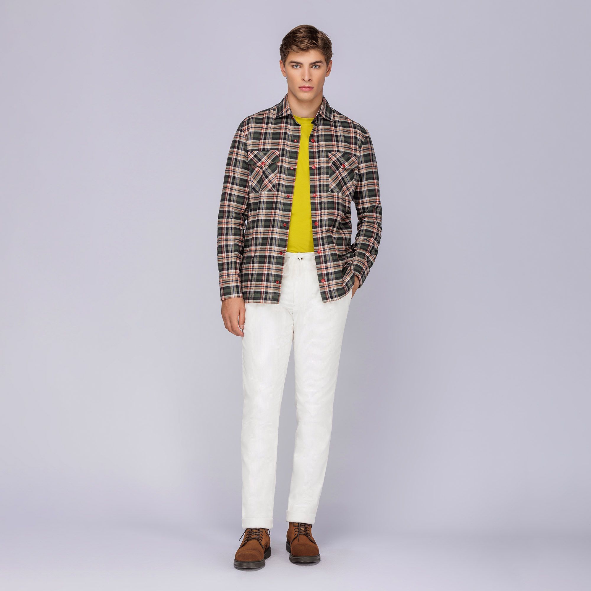 Checked Green Overshirt - Men's