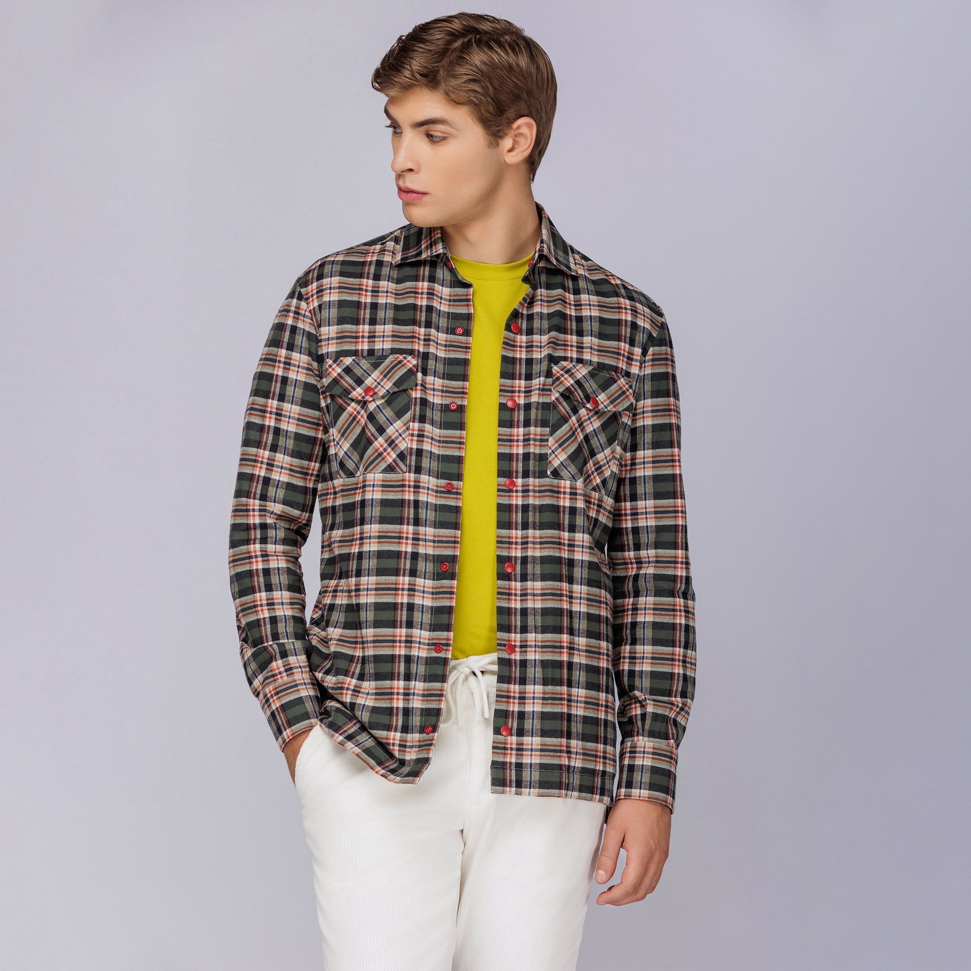 Checked Green Overshirt Men s