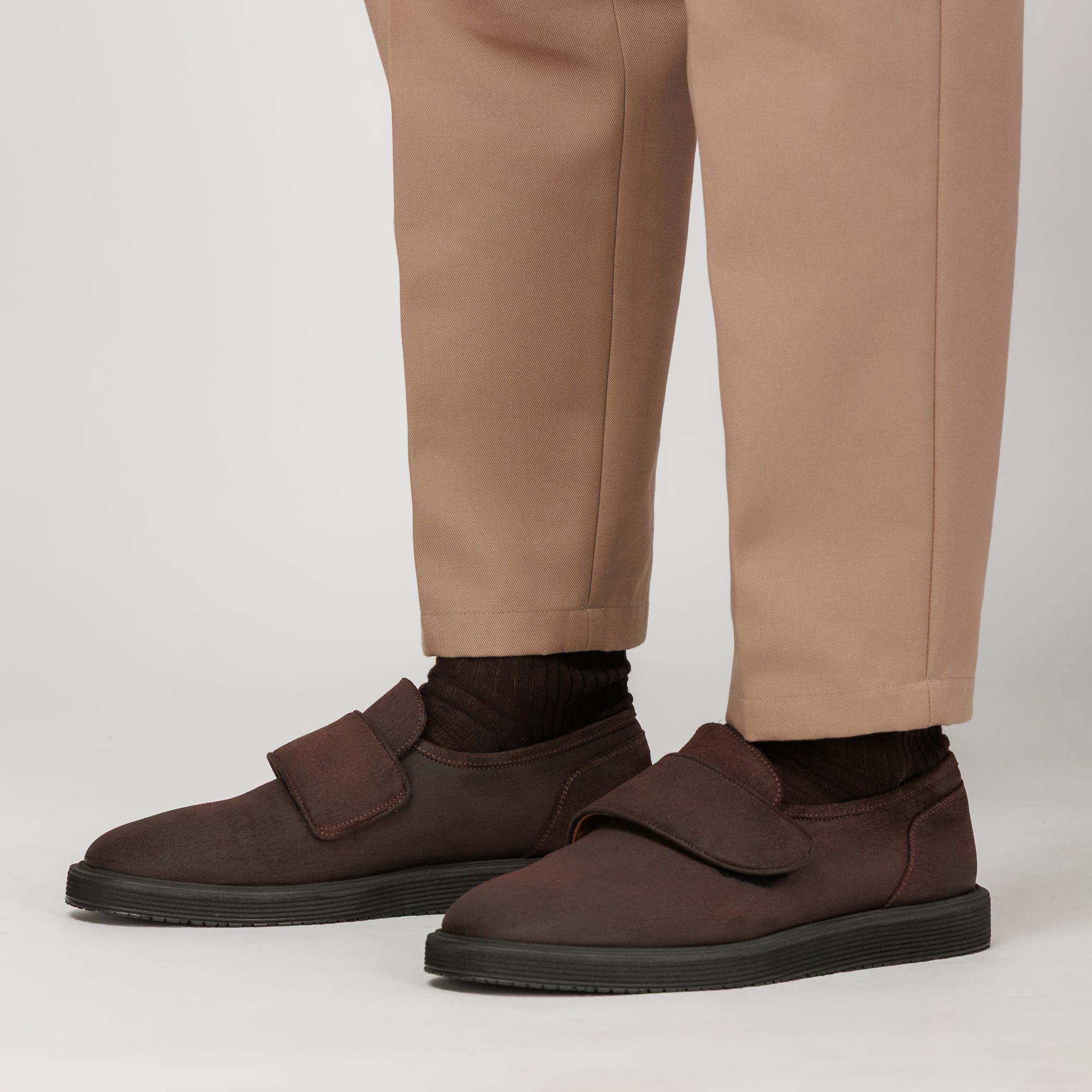 Men’s Brown Nubuck Single Monk-Strap Shoes