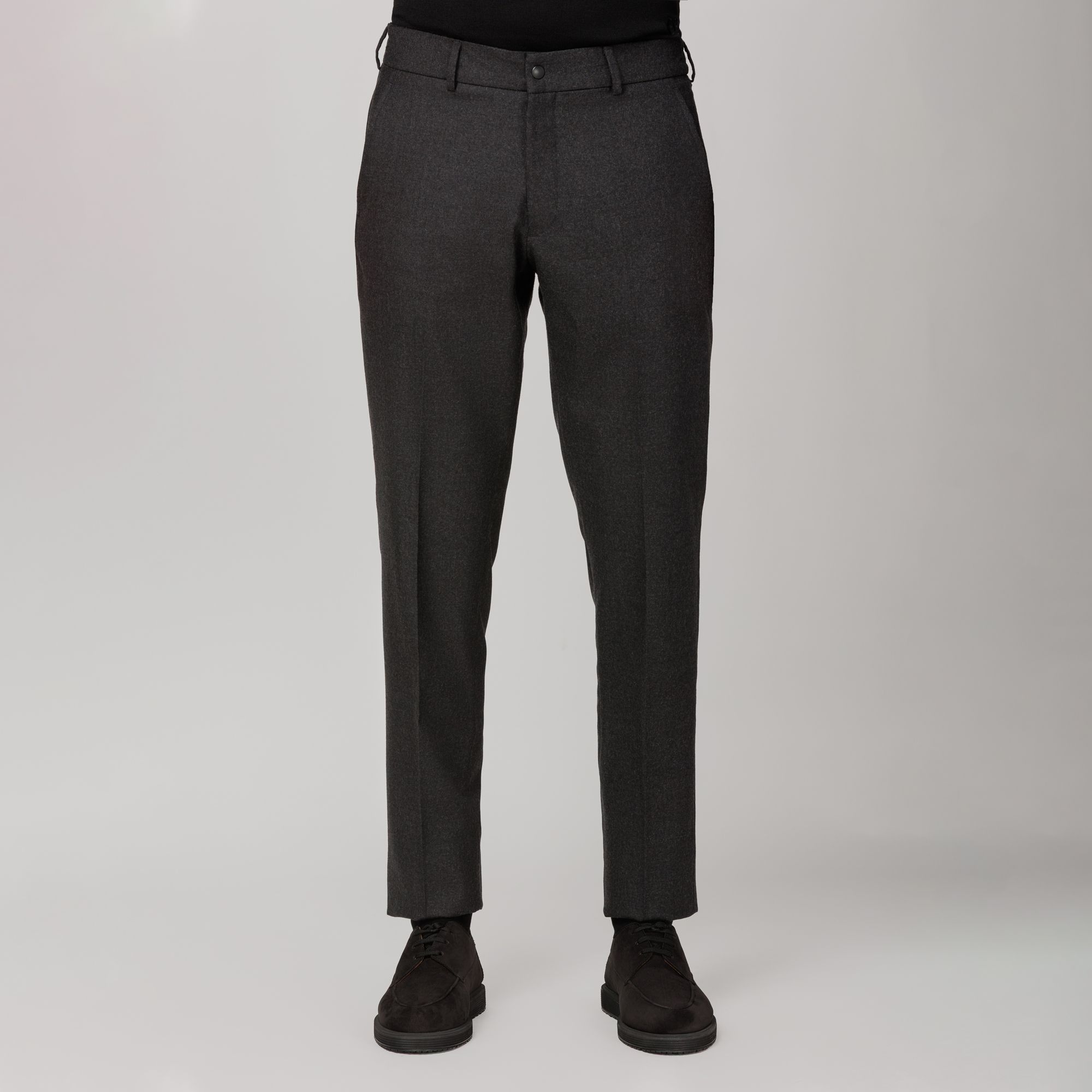 Men’s Charcoal Flannel Trousers with Elasticized Waist 