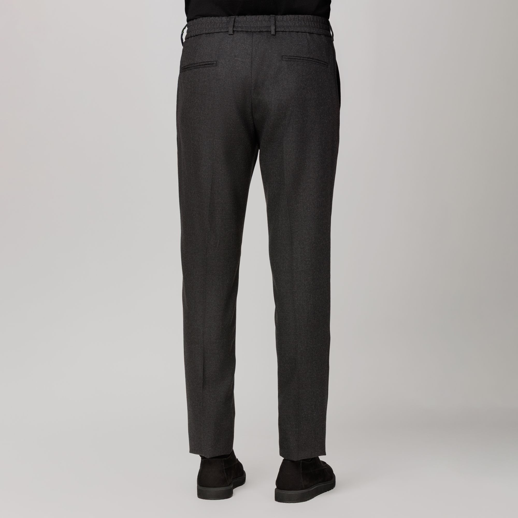 Men’s Charcoal Flannel Trousers with Elasticized Waist 