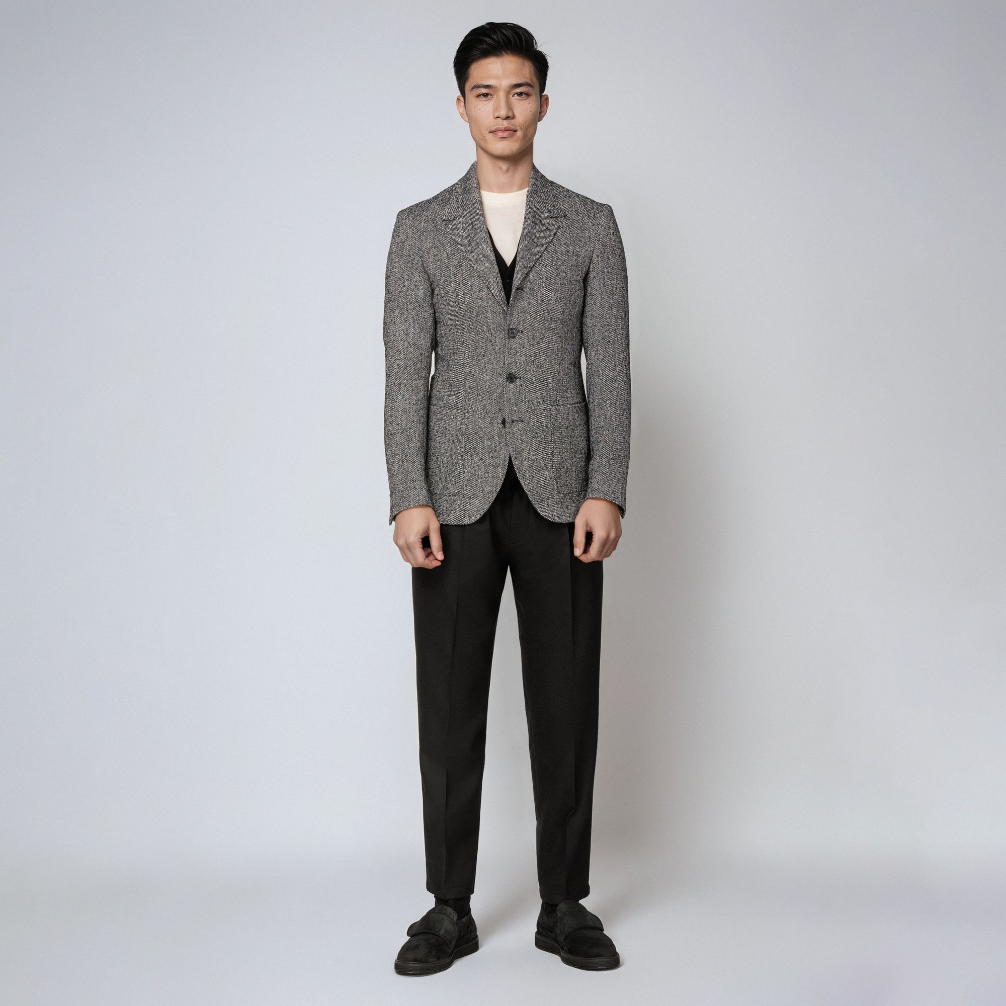 Total Look: Grey Bouclé Jacket – Dual Styling Modern Menswear