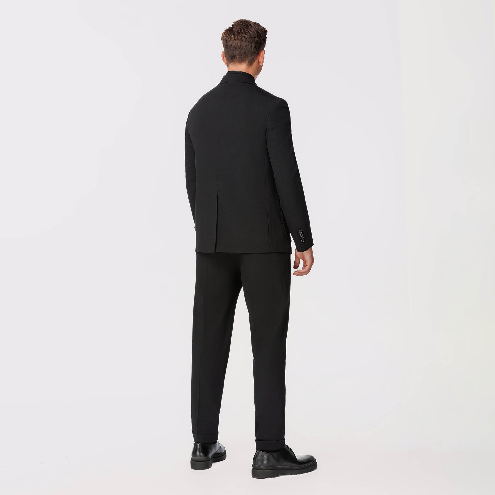 Single Breasted Black Jacket In Stretch wool