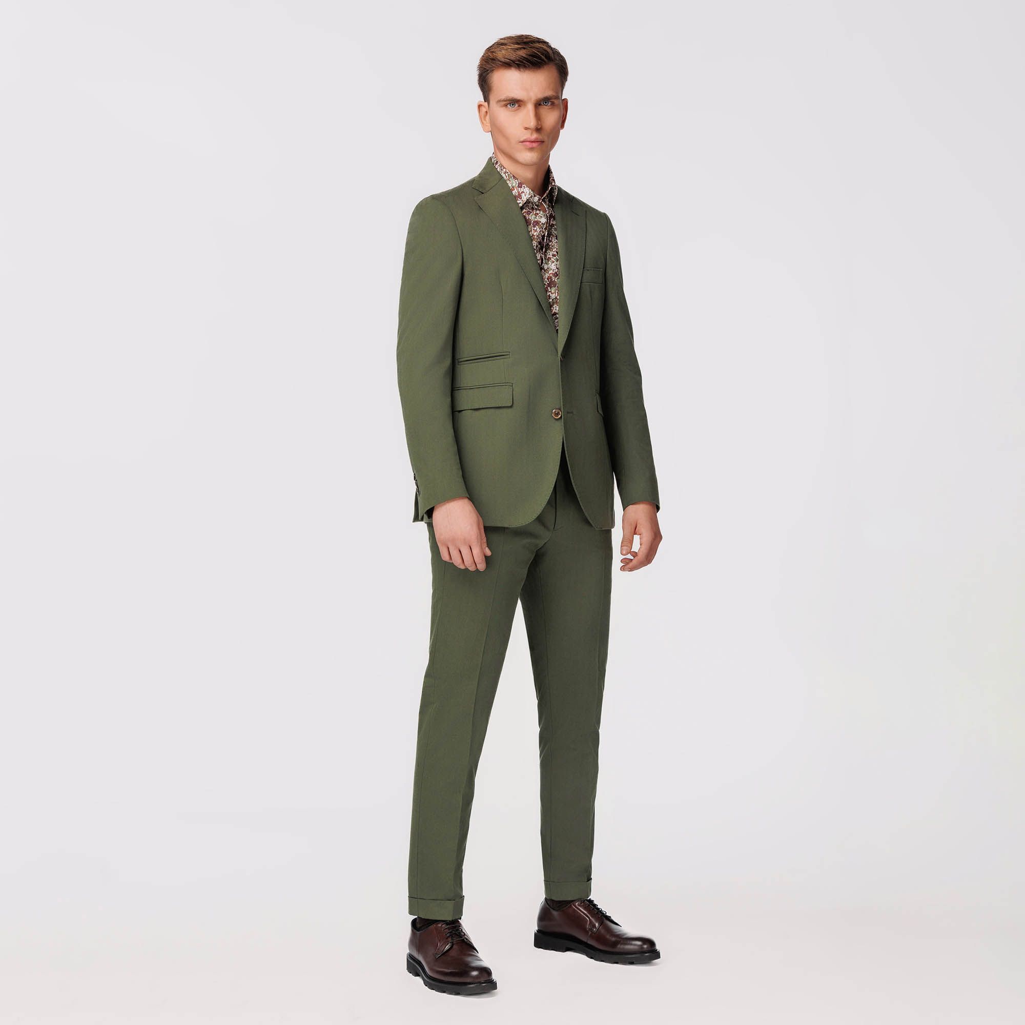 Green Suit In Solaro Fabric