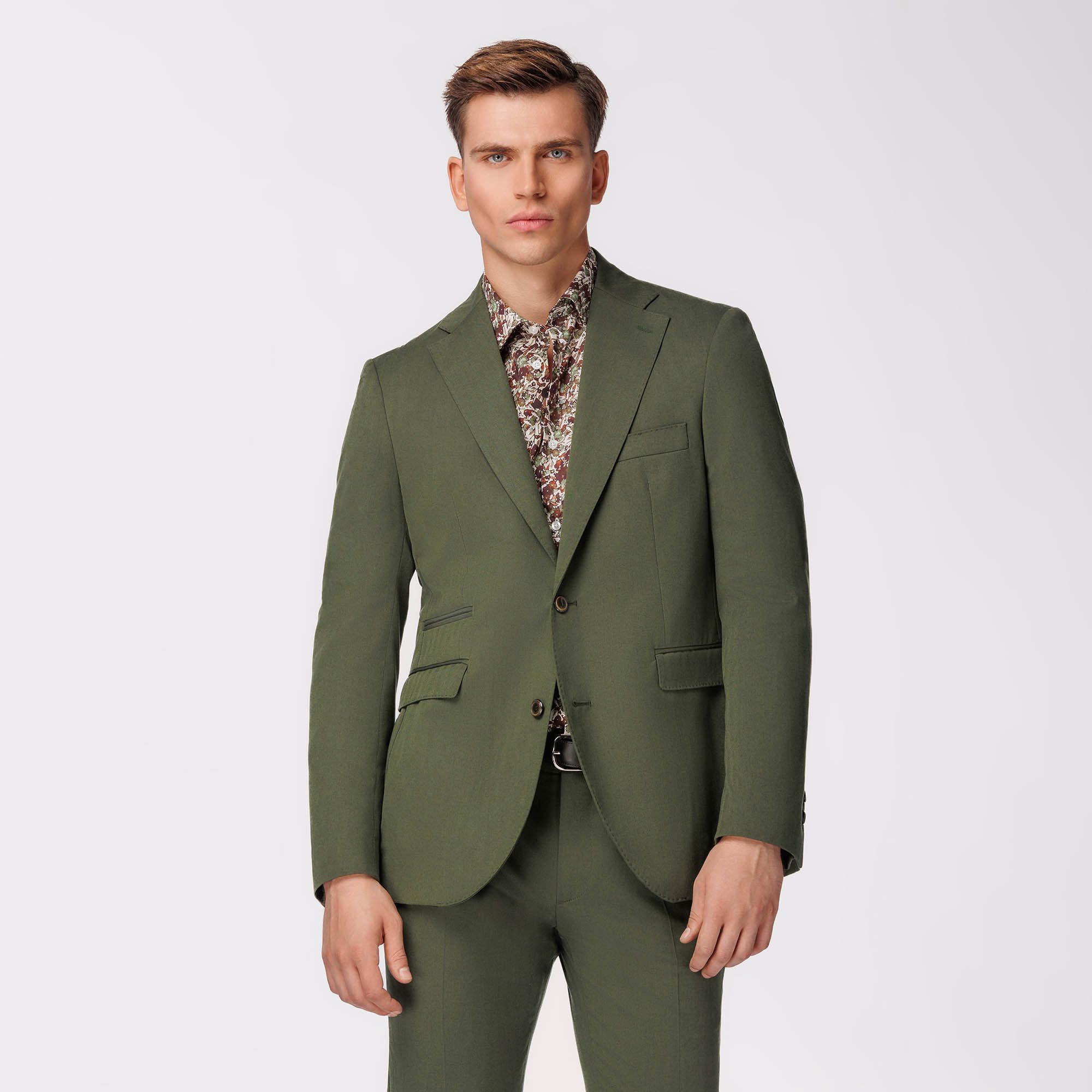 Green Suit In Solaro Fabric
