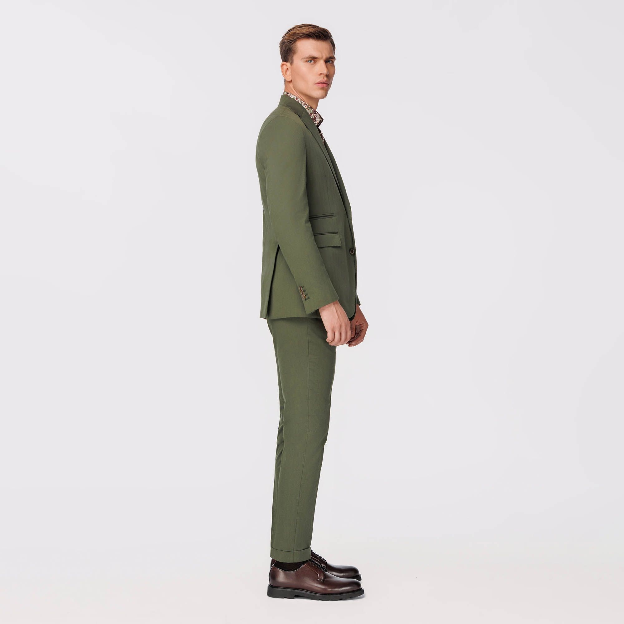 Green Suit In Solaro Fabric