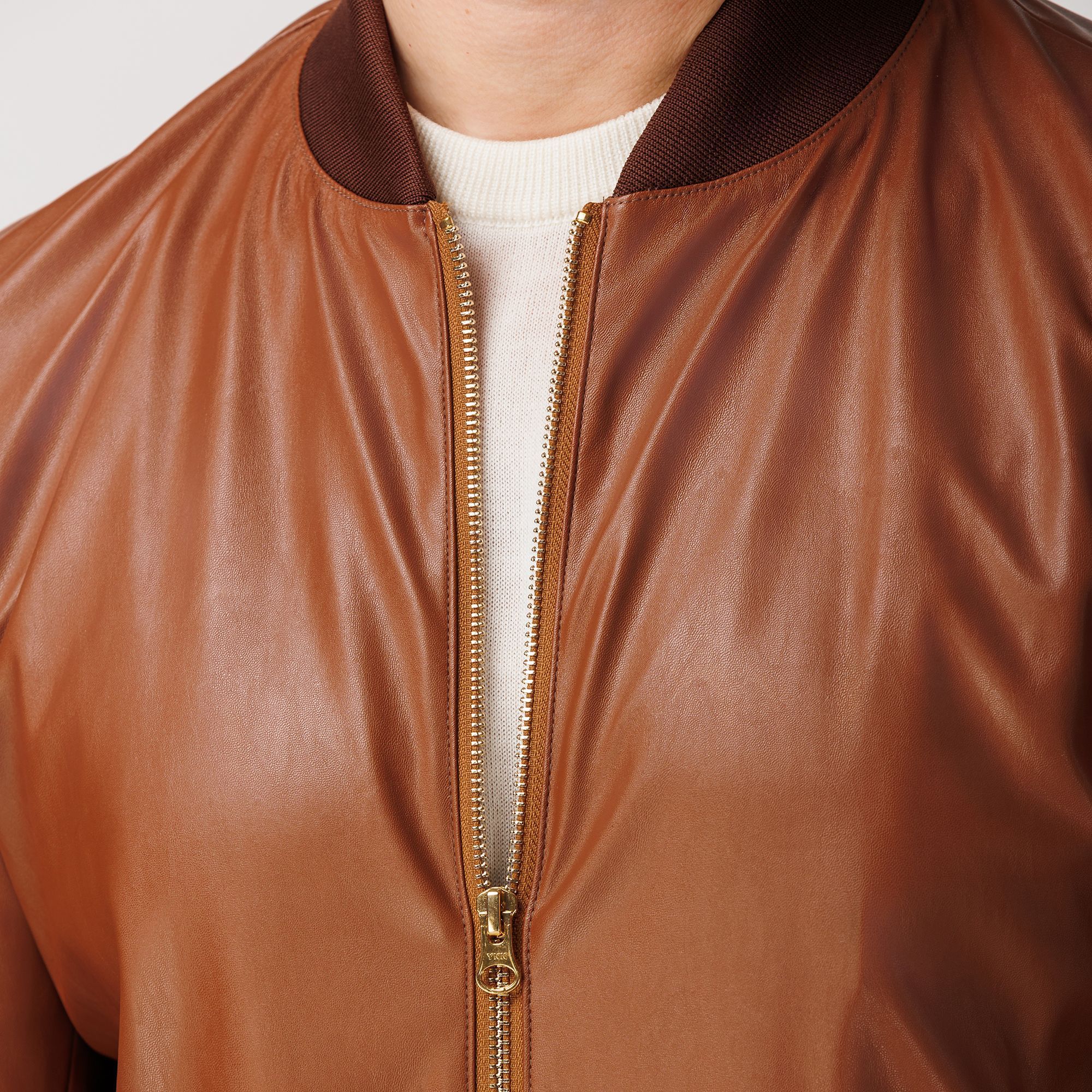 Cognac Brown Bomber Jacket