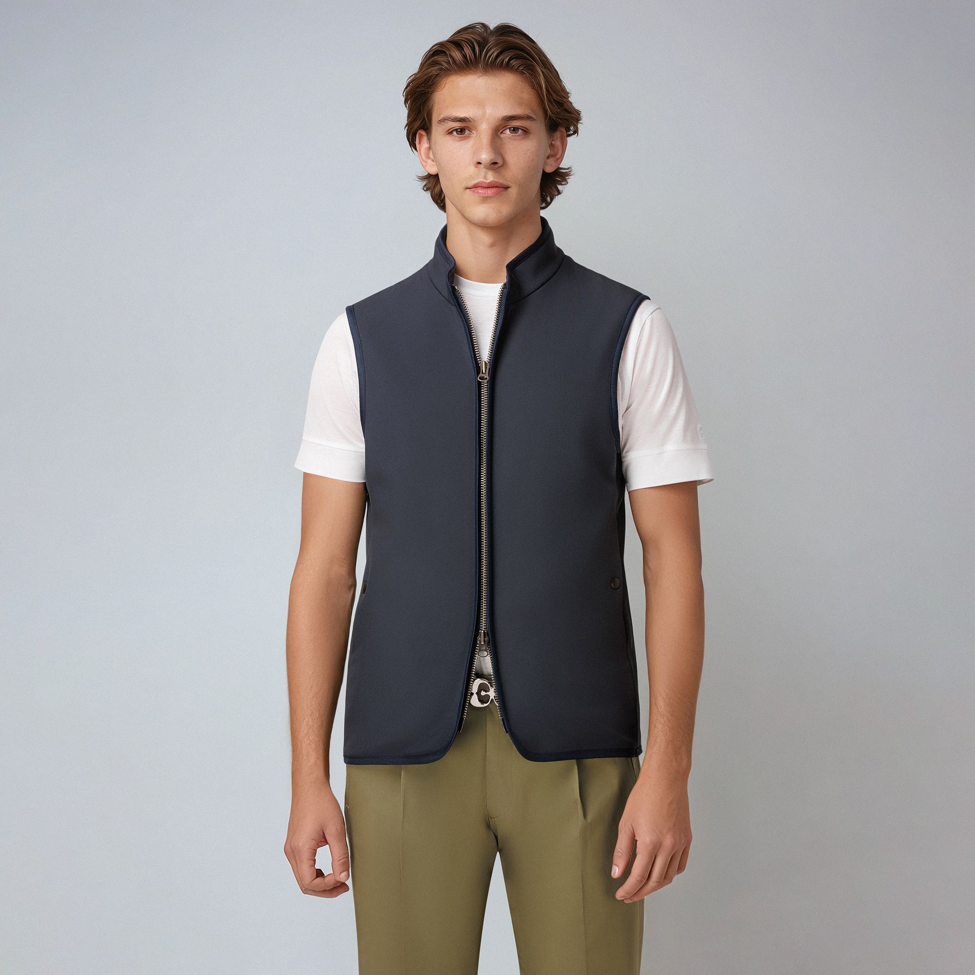 Elio Evan Navy Blue Vest with Pile Backing
