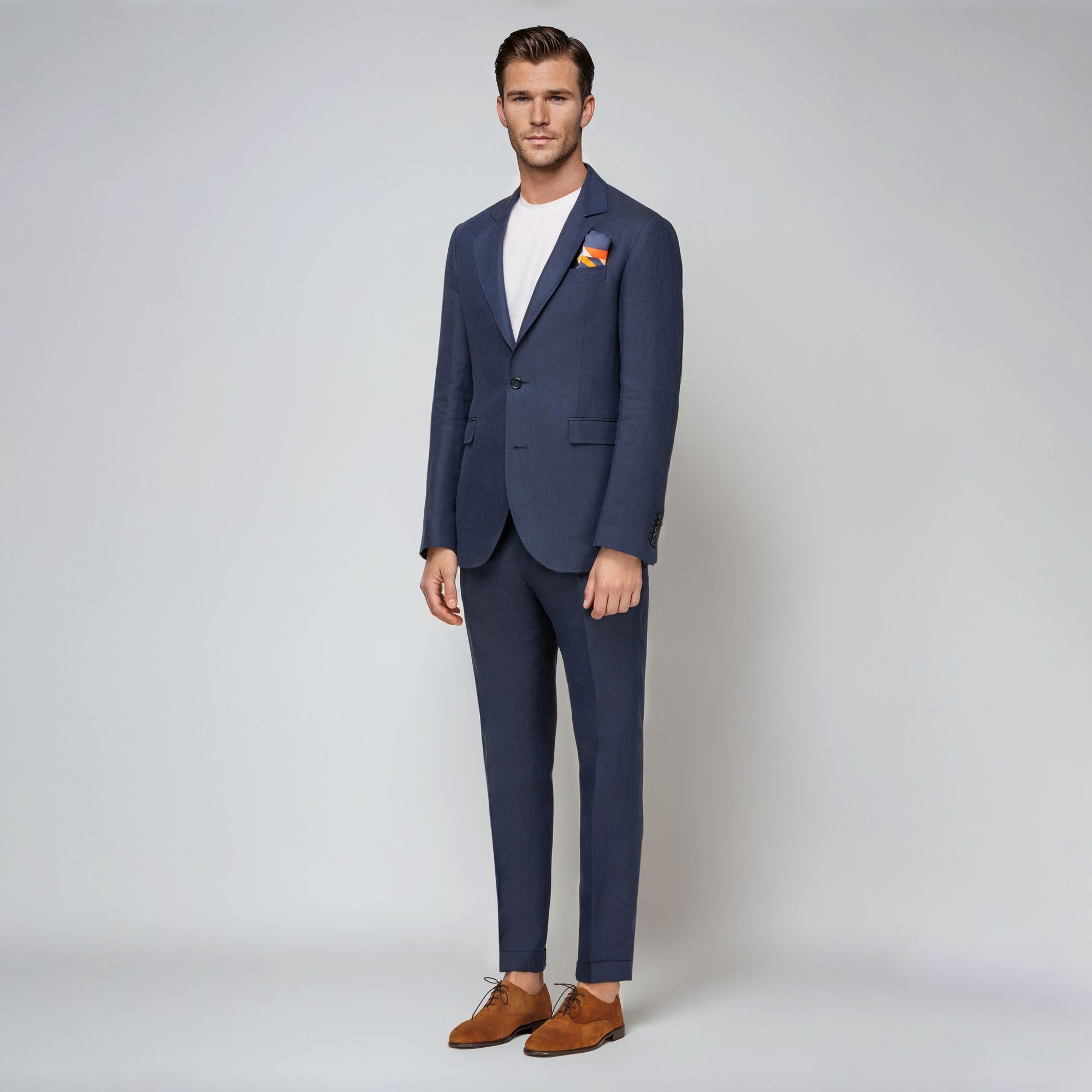 Navy Linen Suit 
