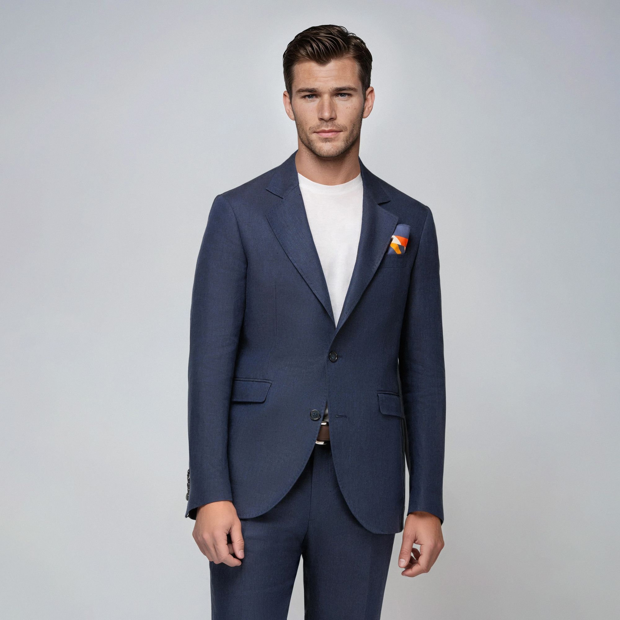 Navy Linen Suit 