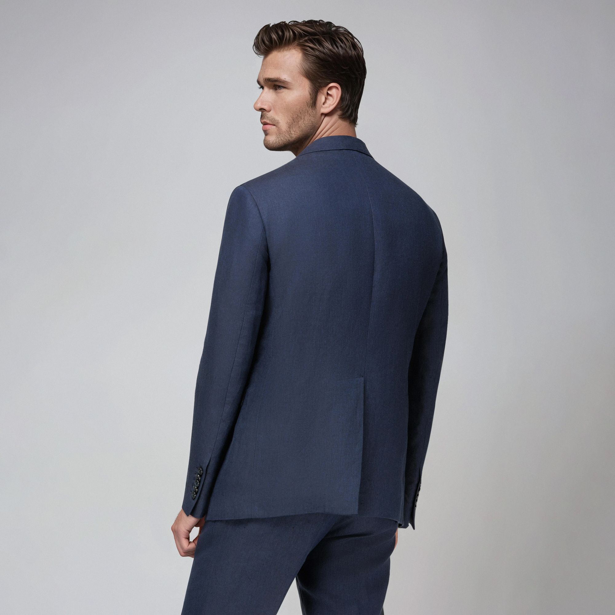 Navy Linen Suit 