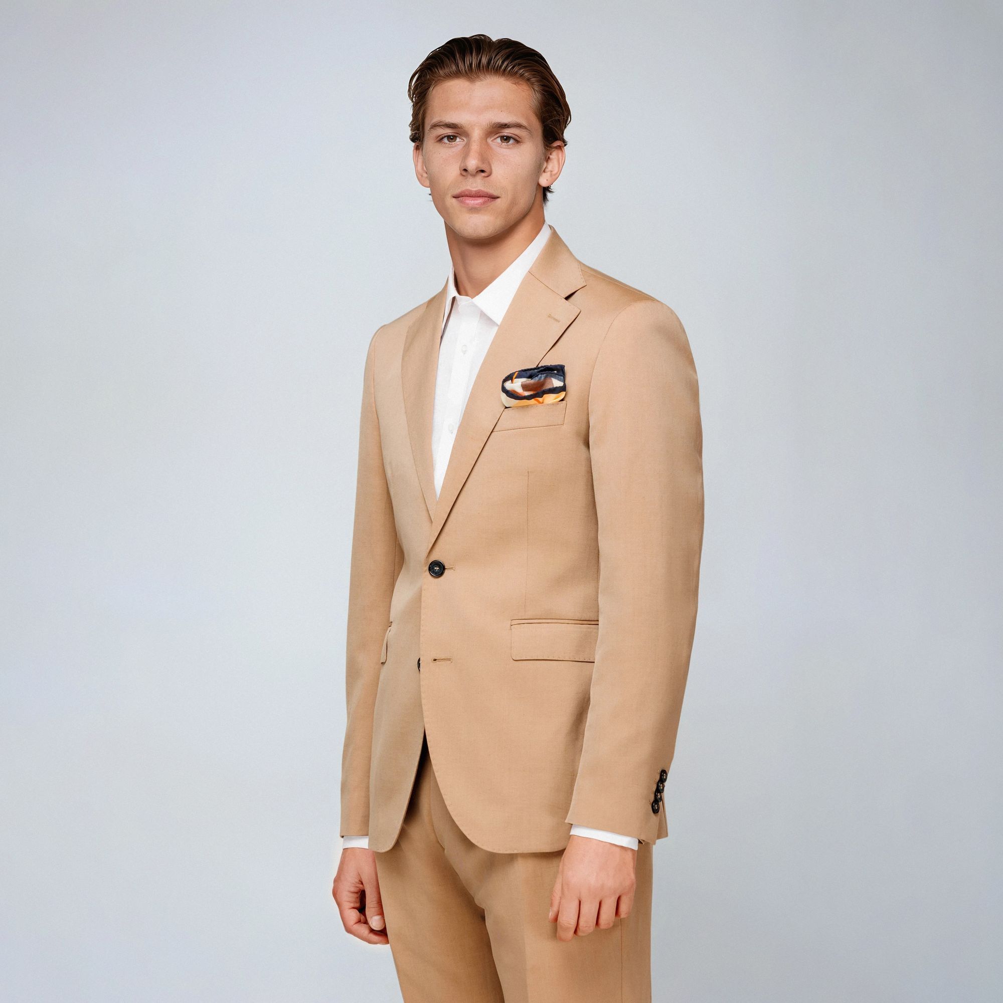 Beige Solaro Wool-Linen Suit