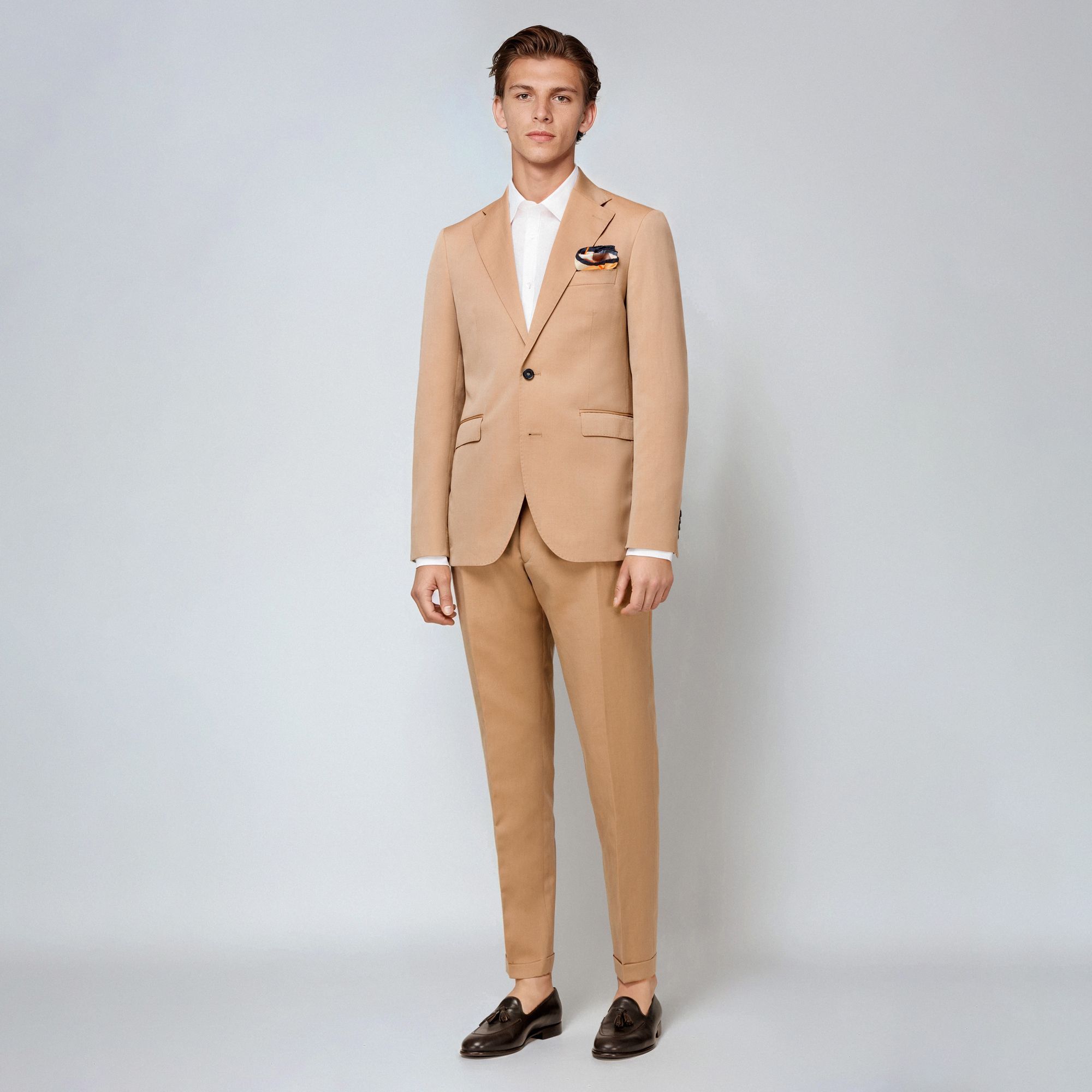Beige Solaro Wool-Linen Suit