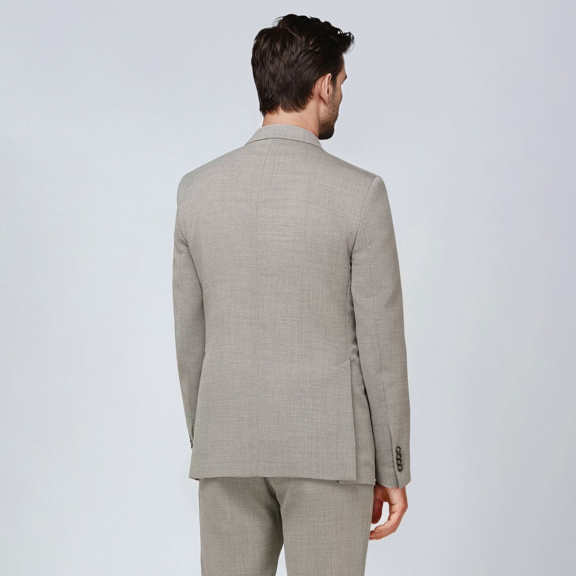 Grey Double-Breasted Suit Crepe Wool