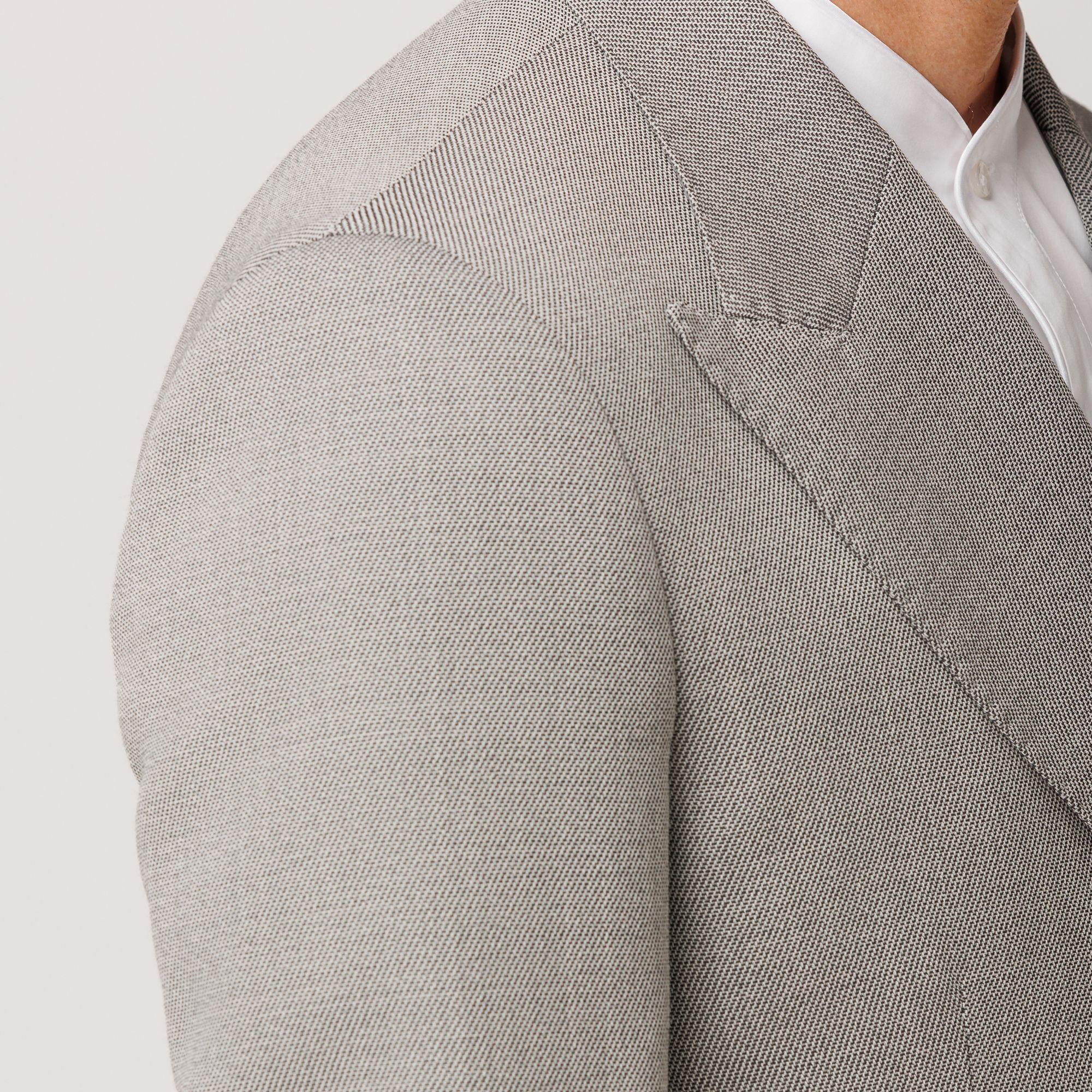 Grey Double-Breasted Suit Crepe Wool