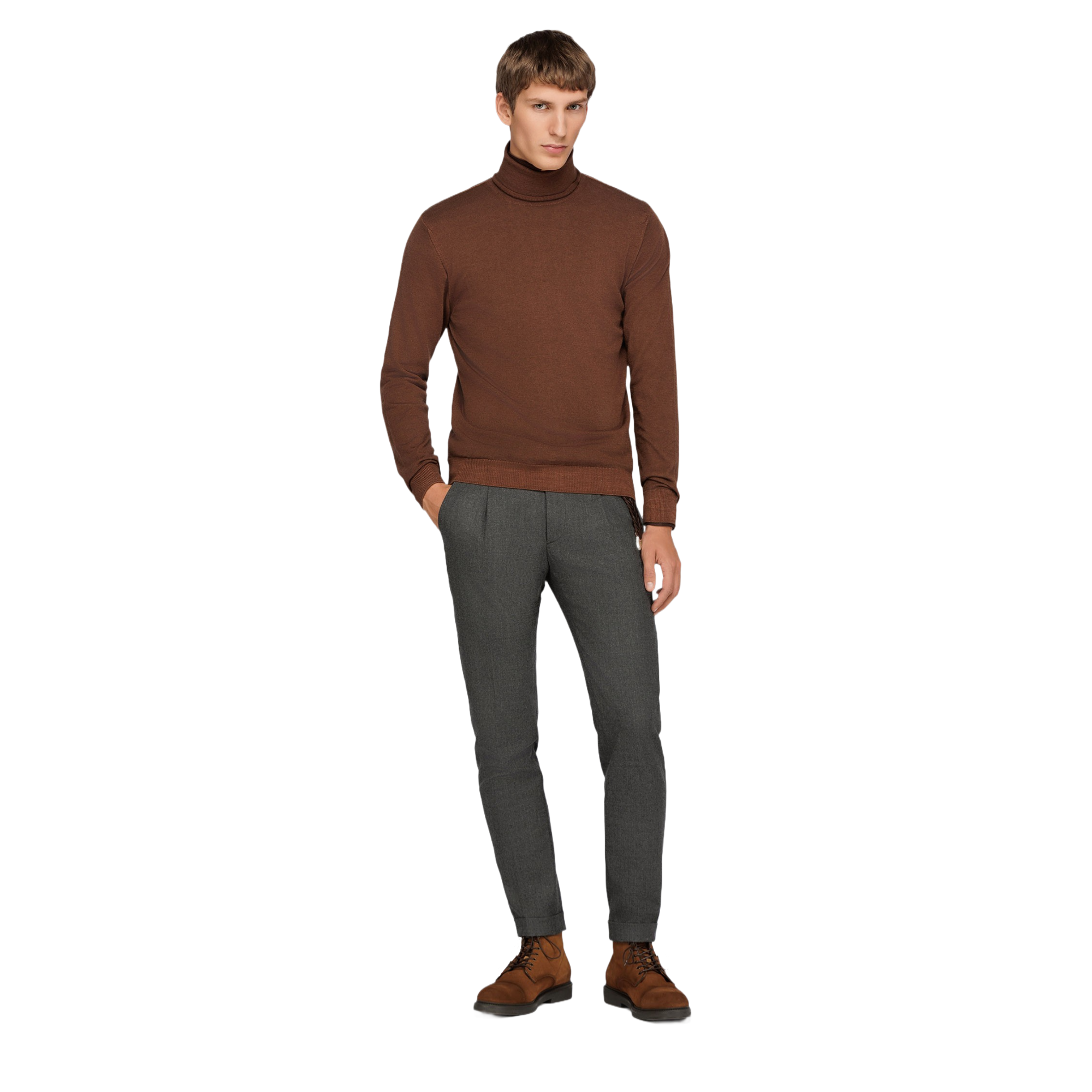 Men's Brown Turtleneck Sweater