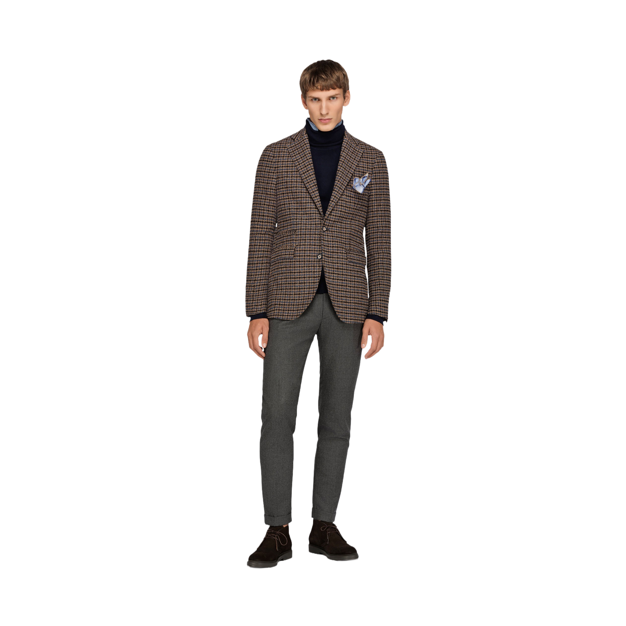 Men's Beige Check Blazer