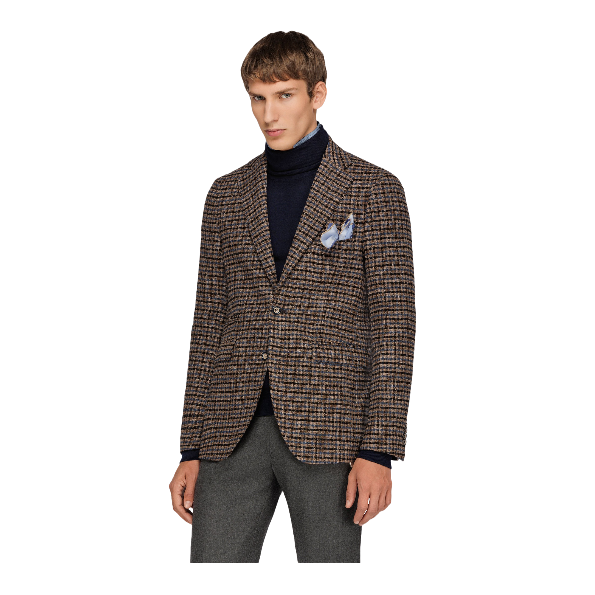 Men's Beige Check Blazer