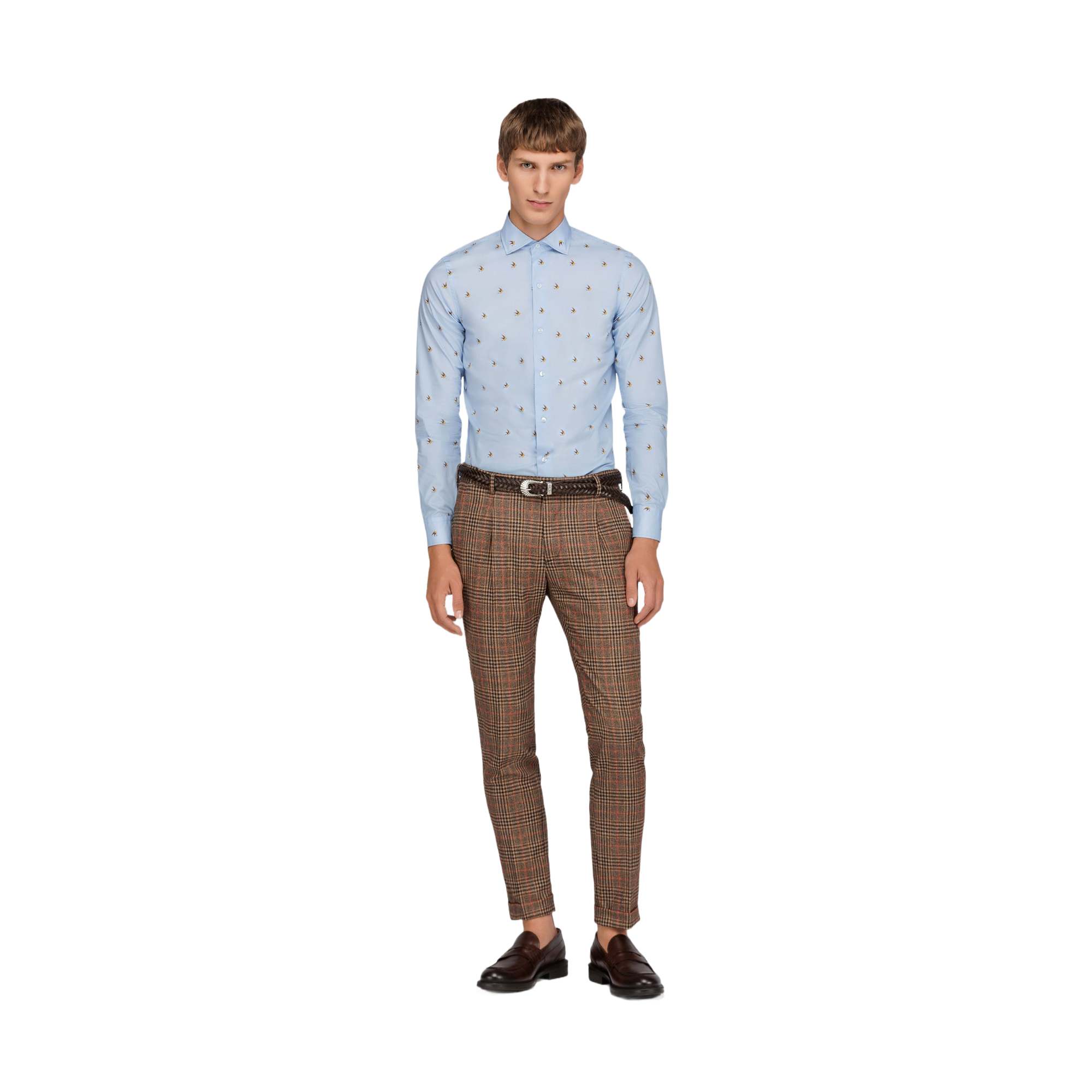 Men's Light Blue Printed Shirt
