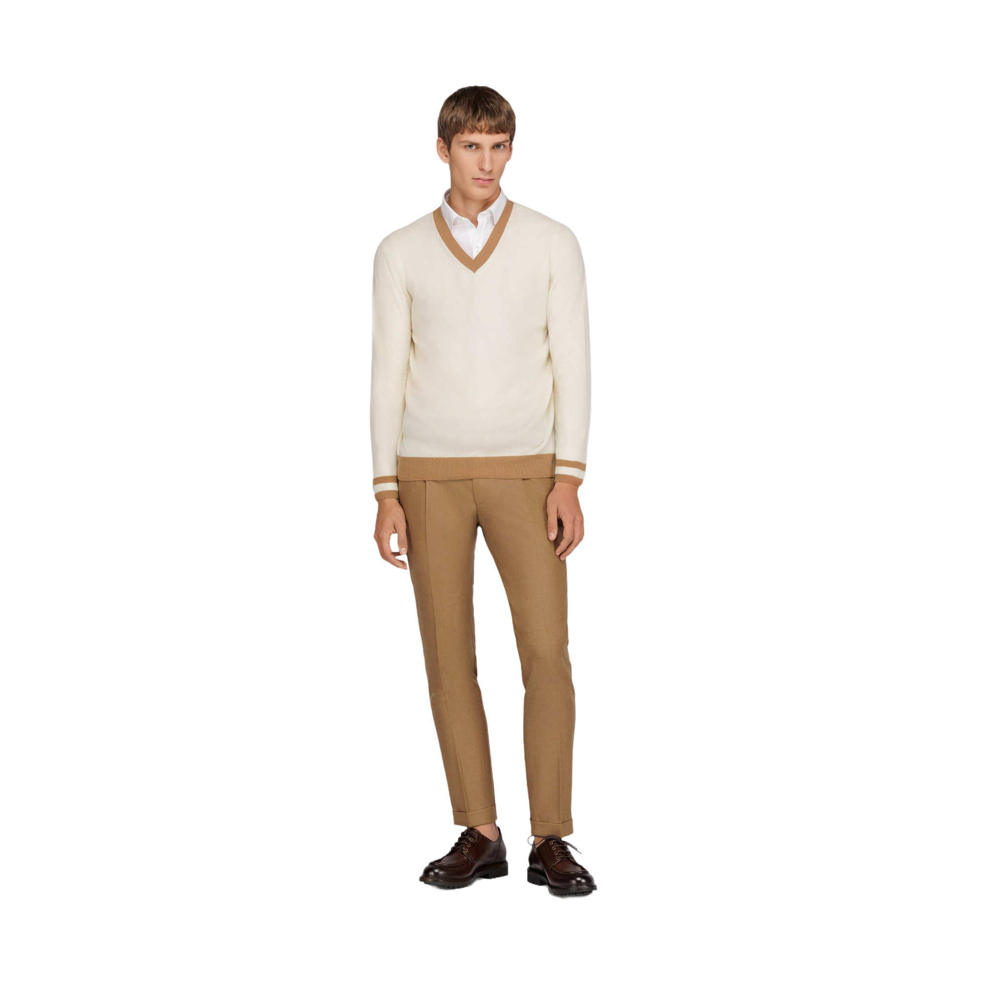 Men's Merino Wool V-Neck Sweater Colvrig.1.Pan