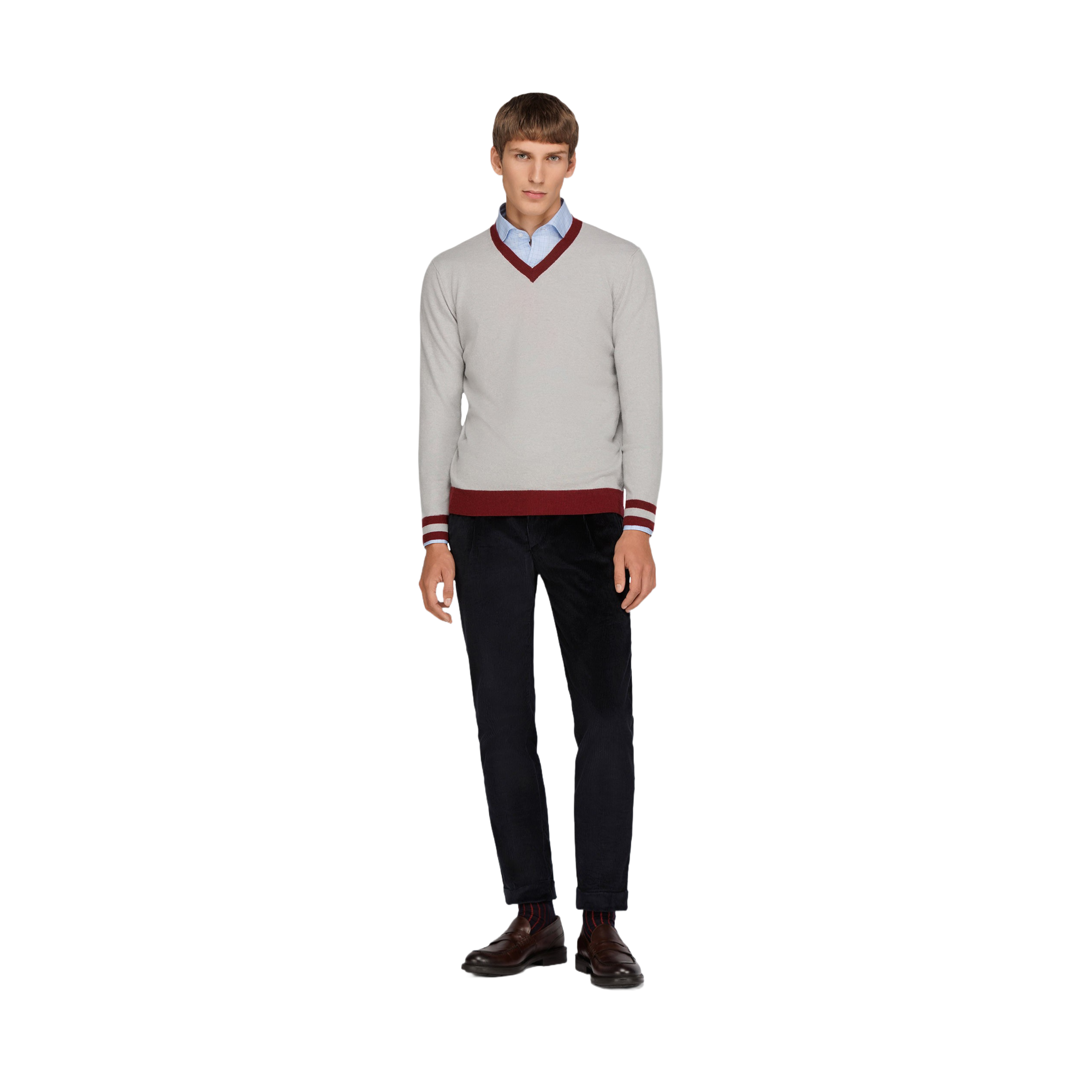 V-Neck Grey Knit Colvrig.1.Gri