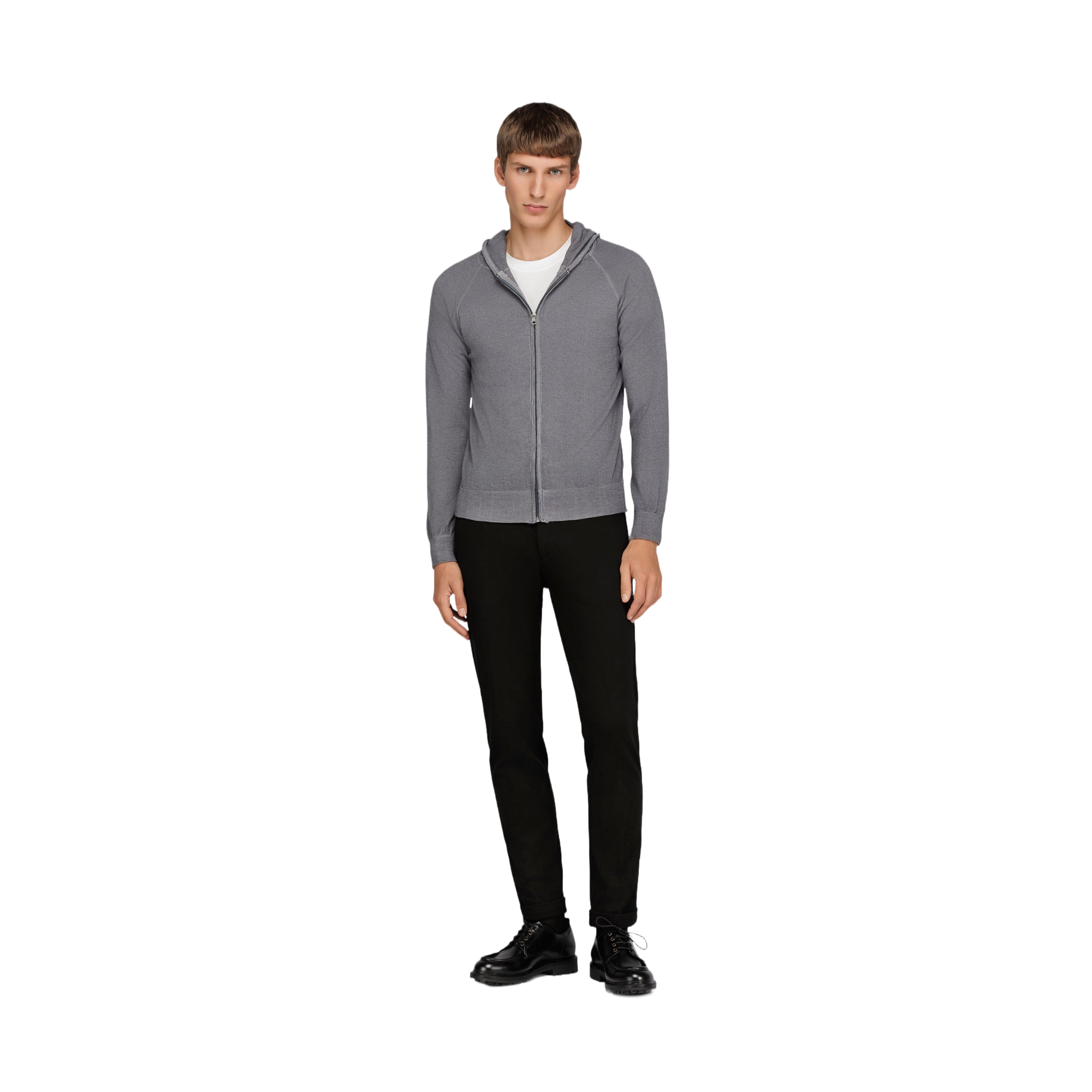  Men's Gray Merino Wool Hoodie