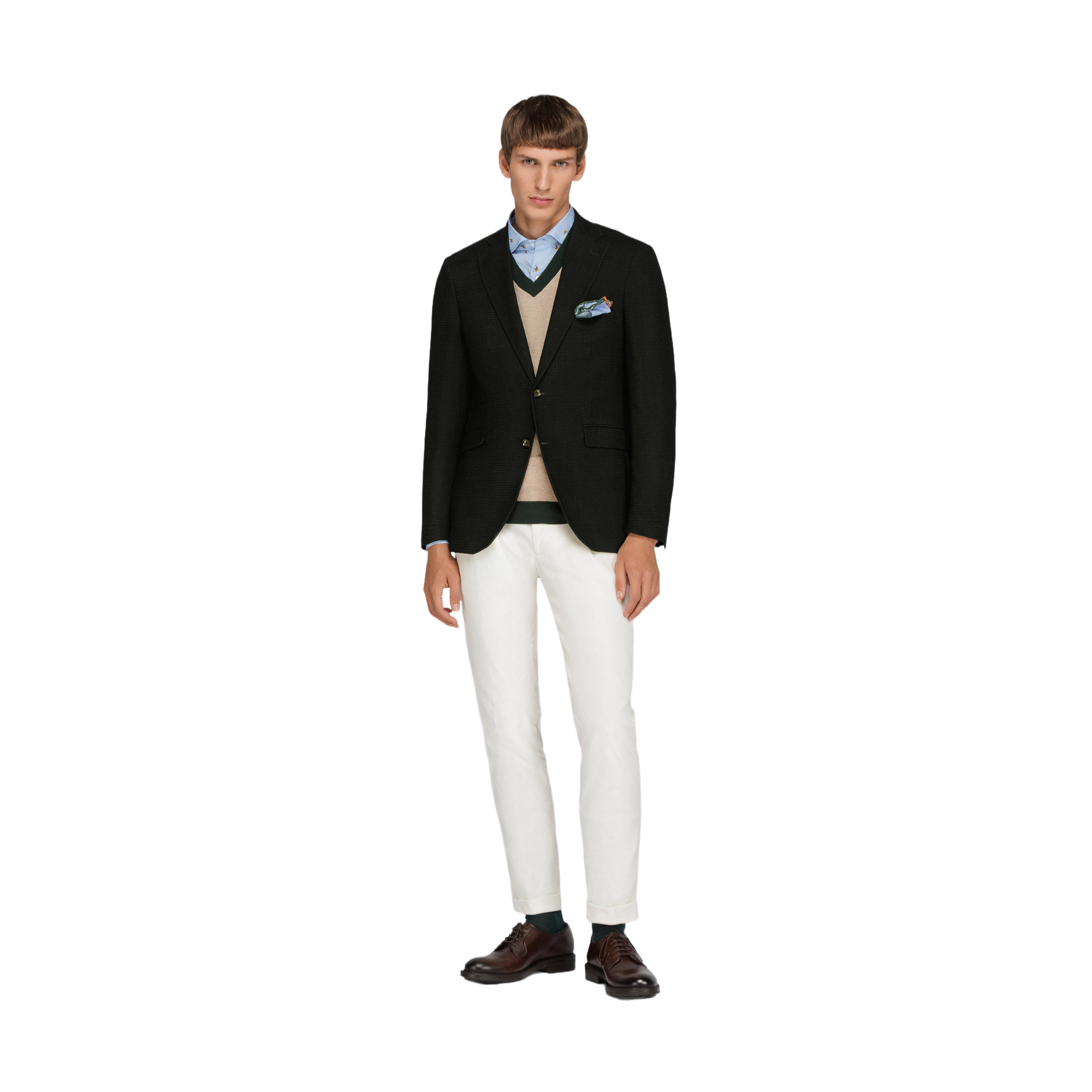 Men's Green Stretch Wool Blazer 