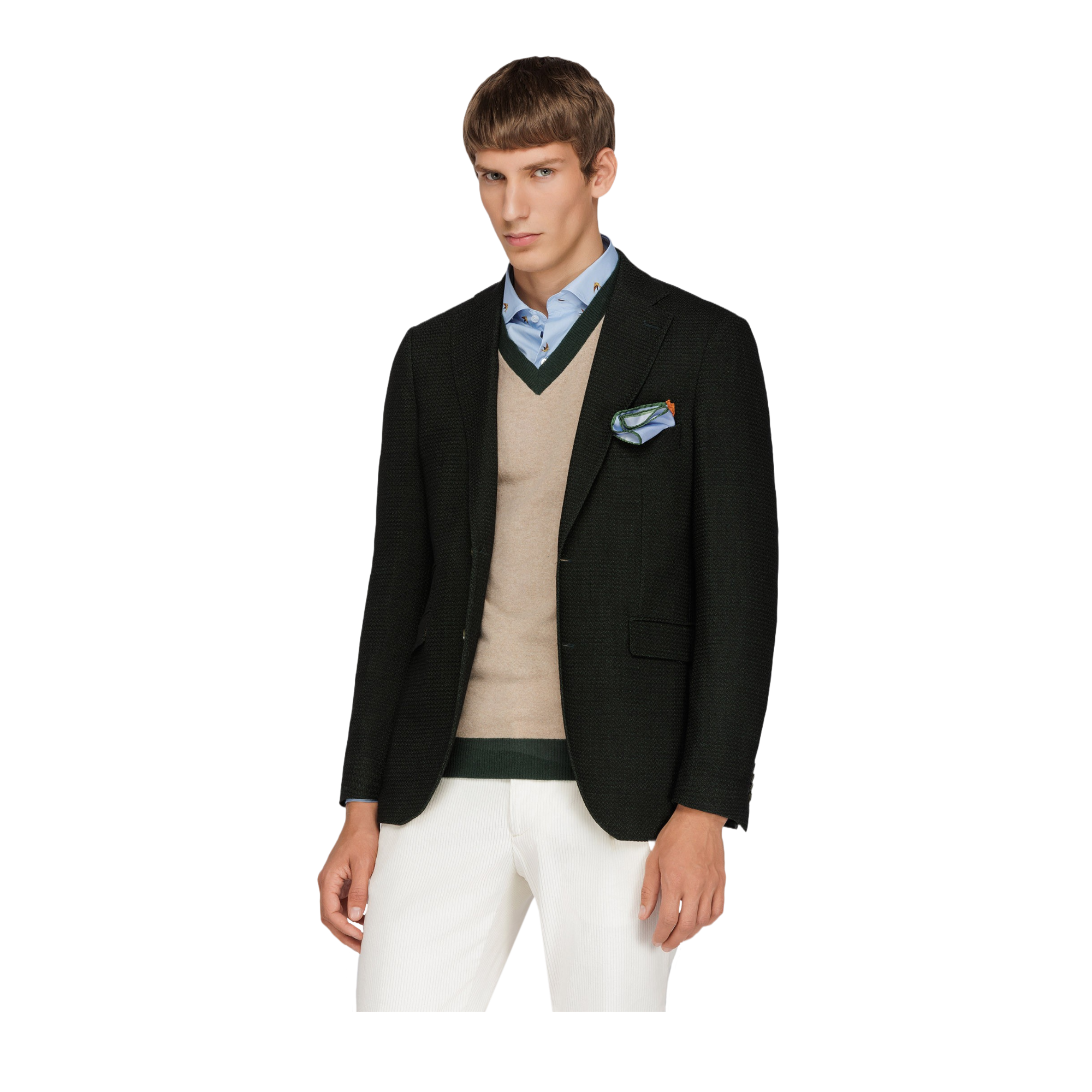 Men's Green Stretch Wool Blazer 