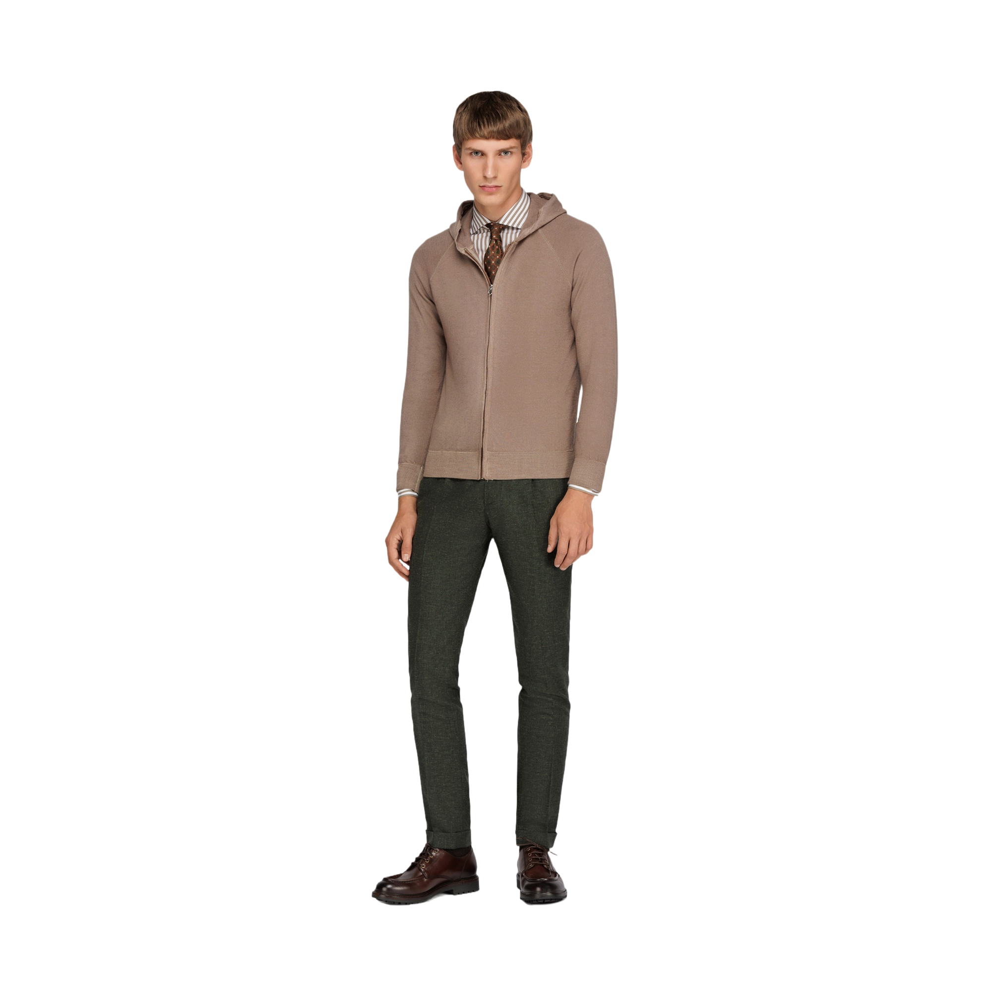 Men's Brown Merino Wool Hoodie
