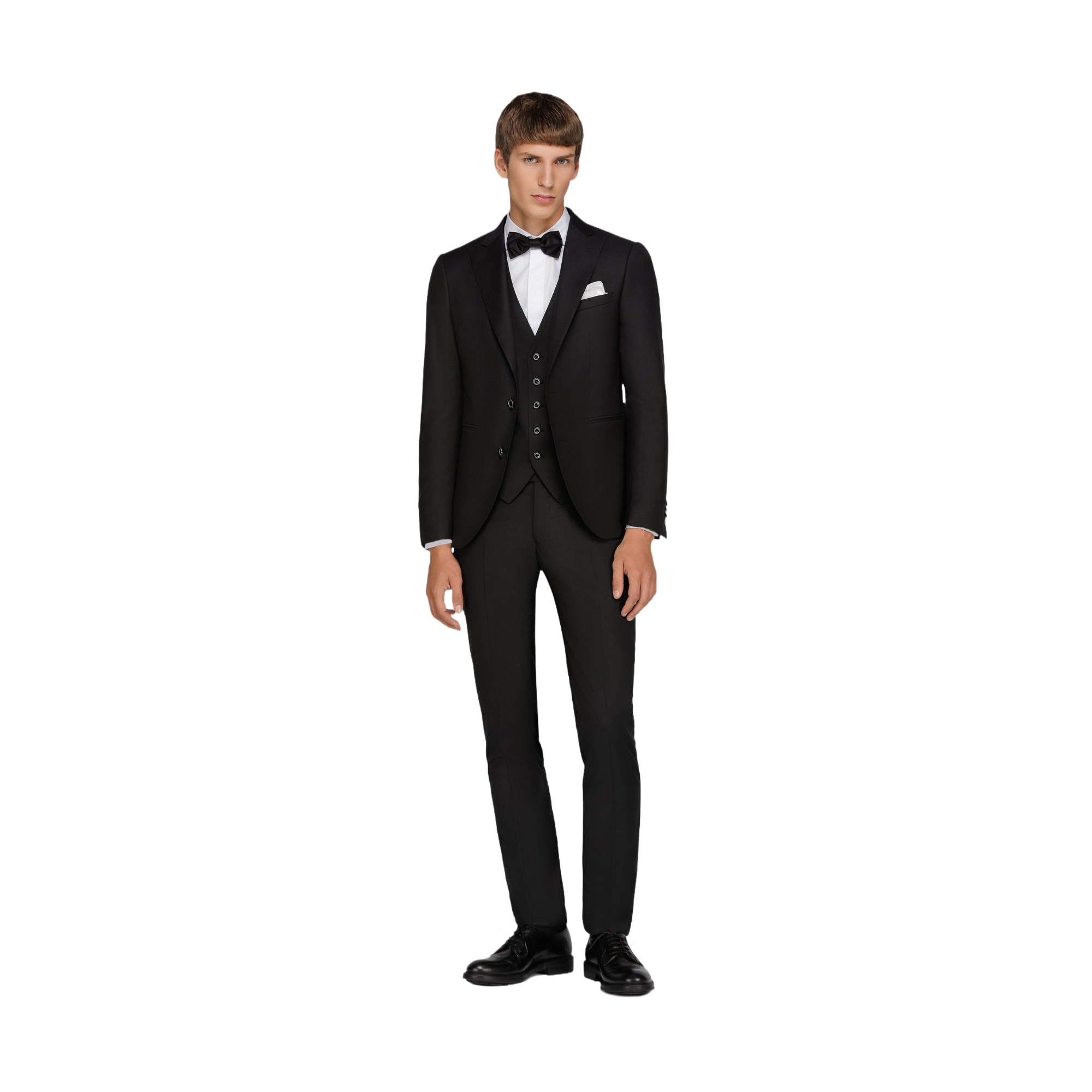 Men's Black Jacquard 3 Piece Suit