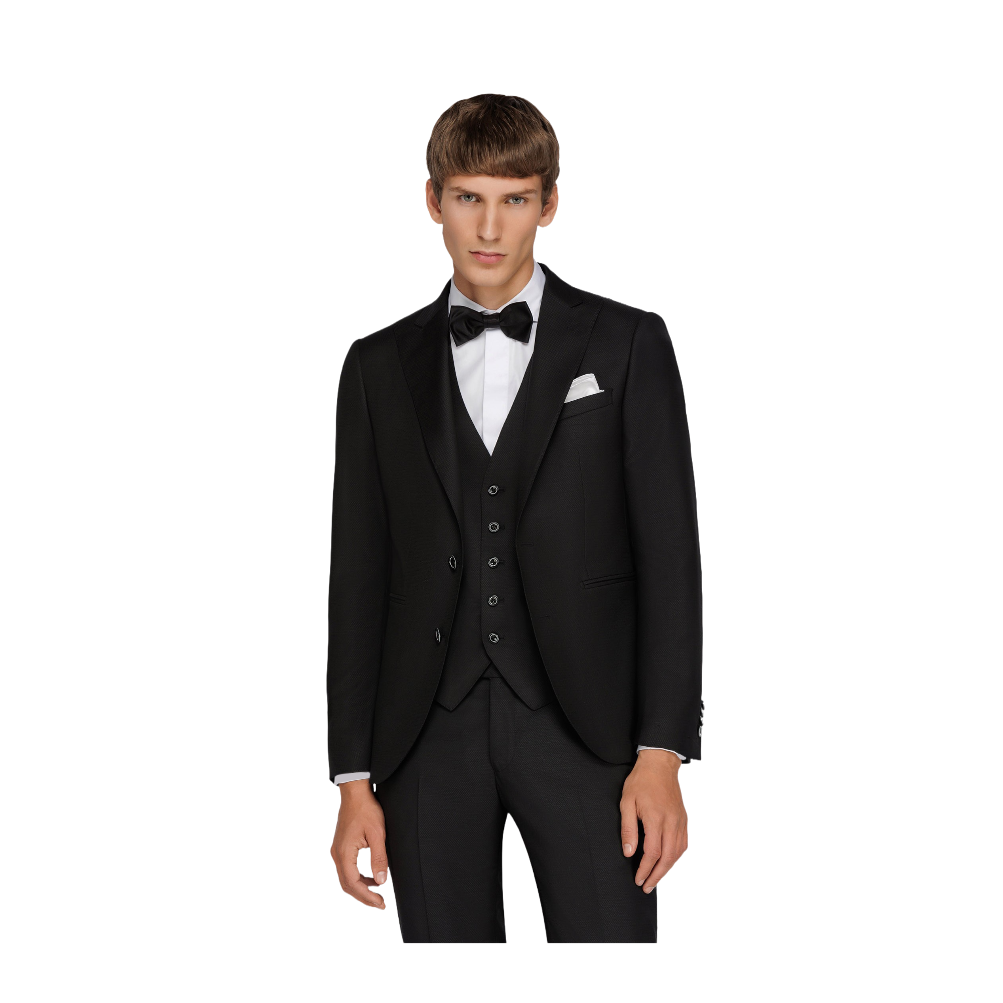 Men's Black Jacquard 3 Piece Suit