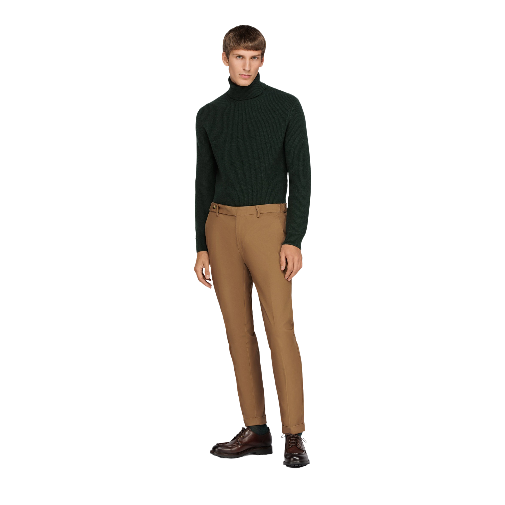 Men's Brown Cotton Stretch Pants
