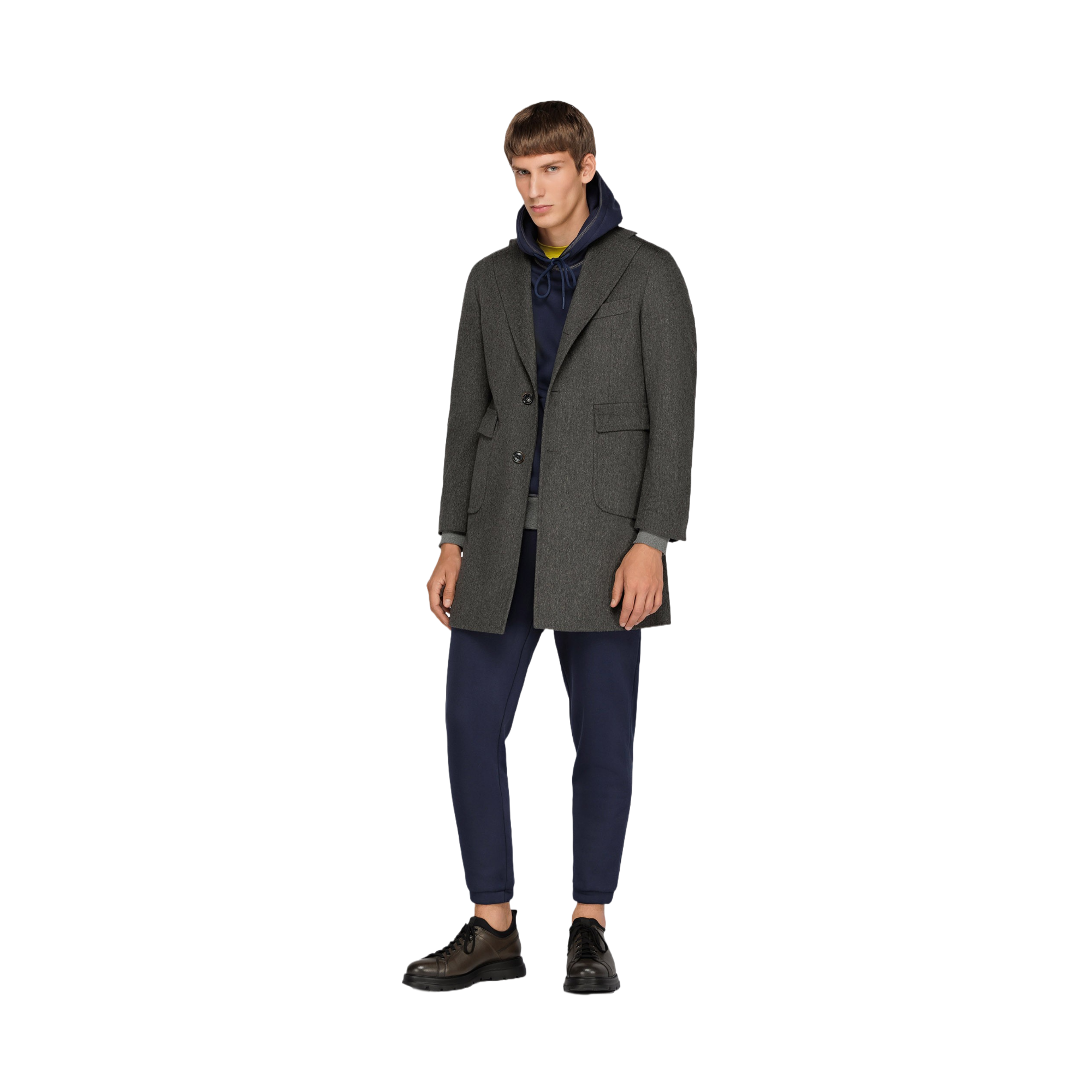 Men's Gray Wool Coat Blma063.1.140