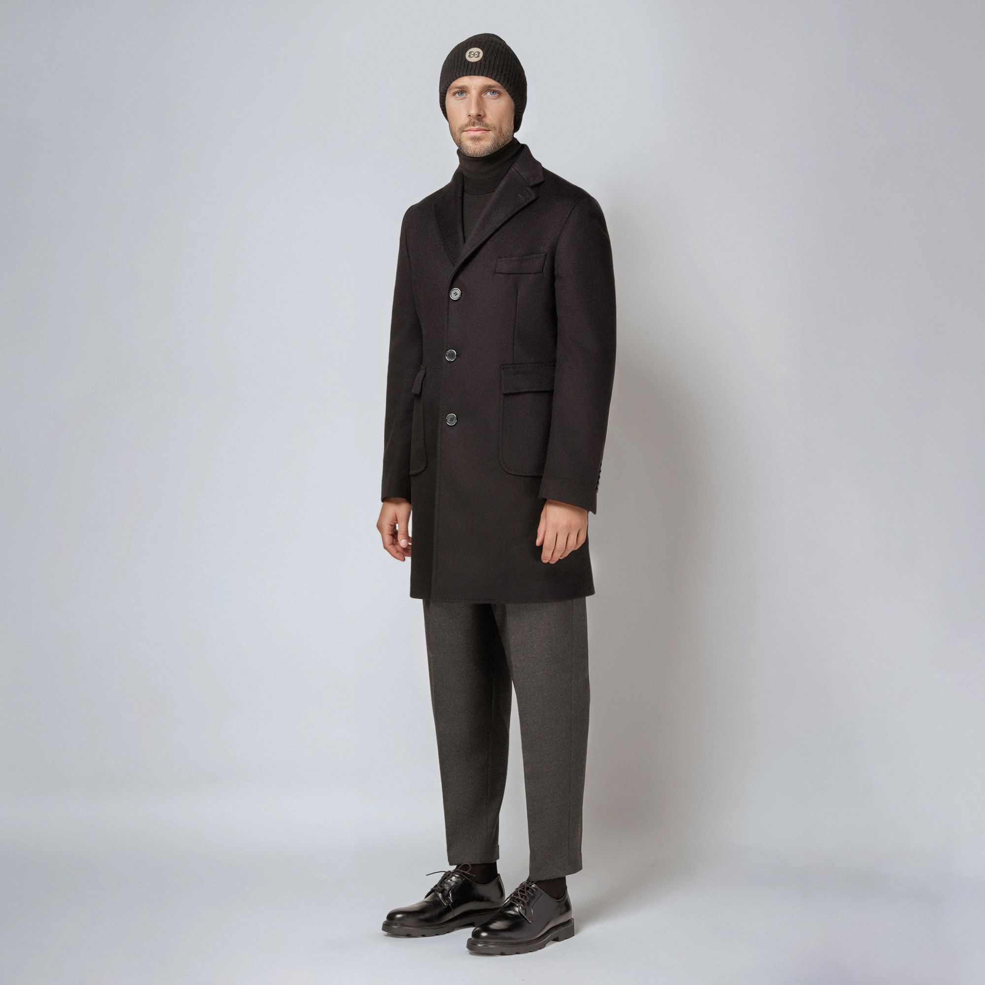 Men’s Wool-Cashmere Black Coat