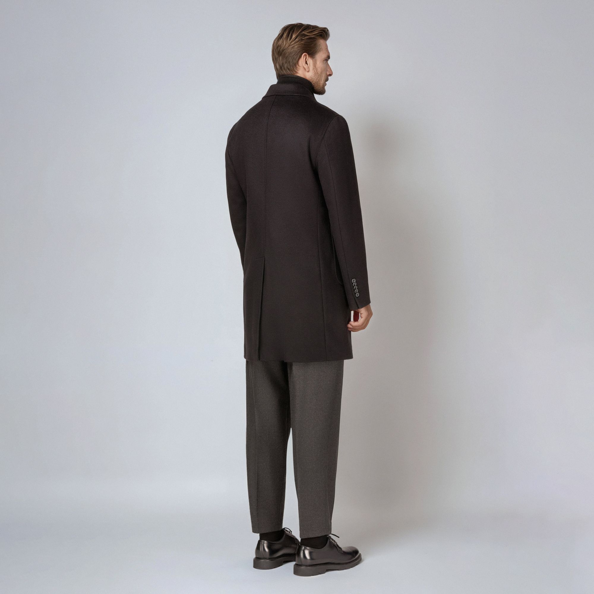 Men’s Wool-Cashmere Black Coat